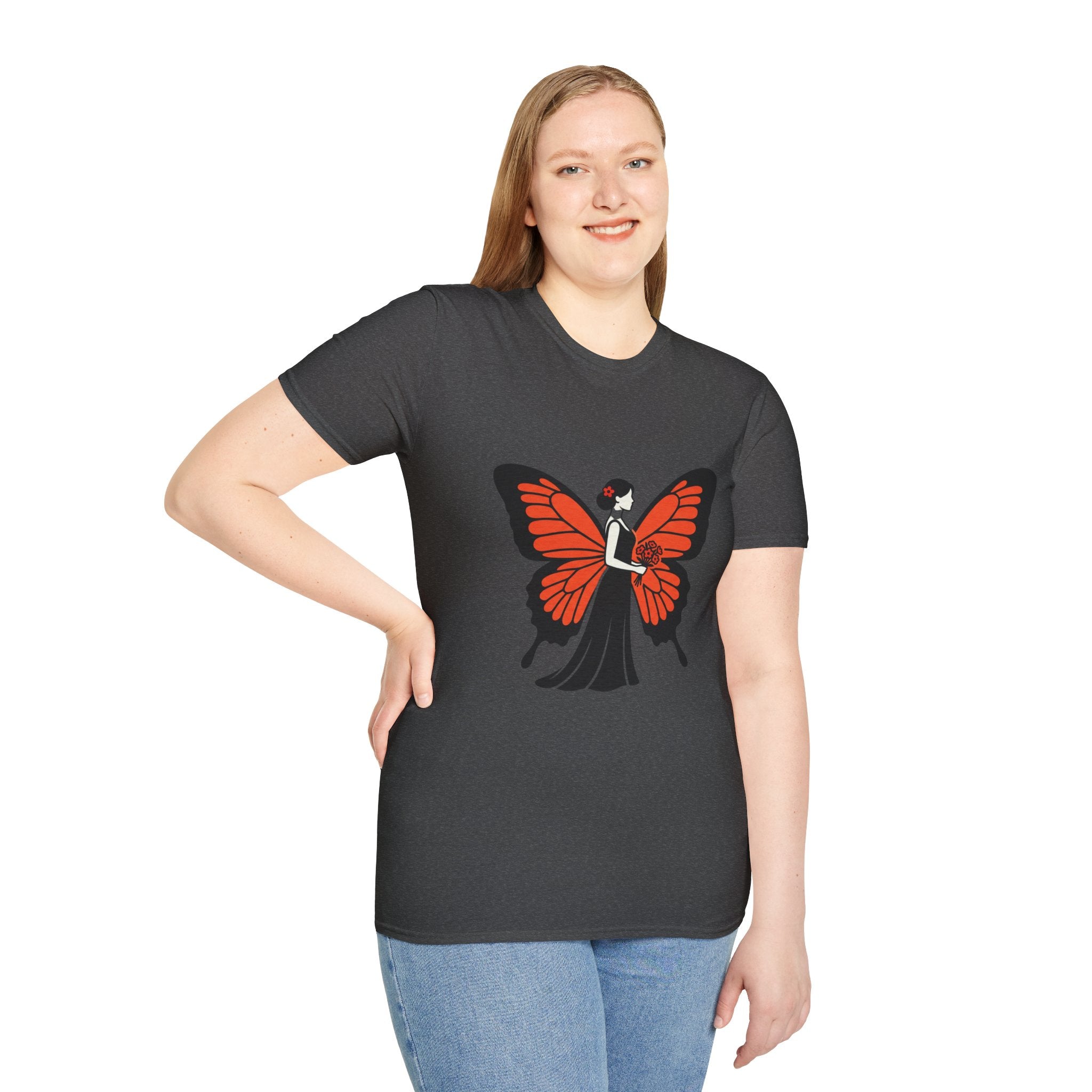 Butterfly Bride T-Shirt — Floral Butterfly Woman Graphic Tee