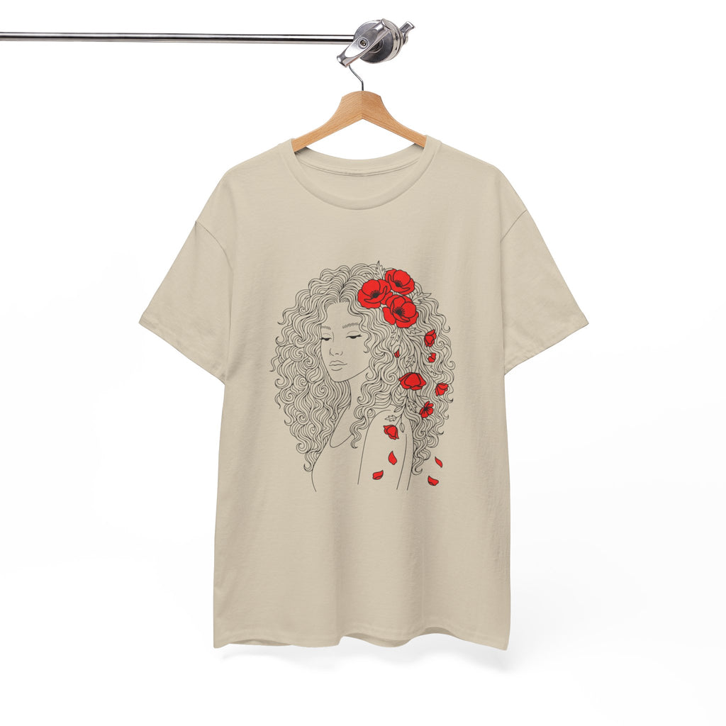 Floral Hair Portrait Tee — Poppy Girl Graphic T-Shirt