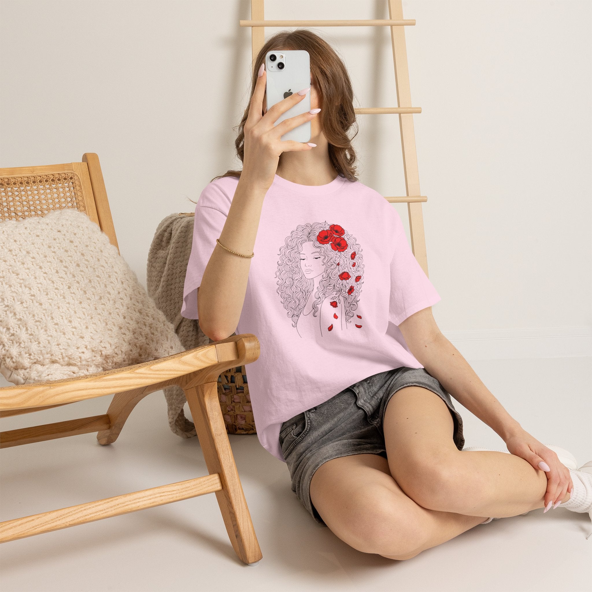Floral Hair Portrait Tee — Poppy Girl Graphic T-Shirt