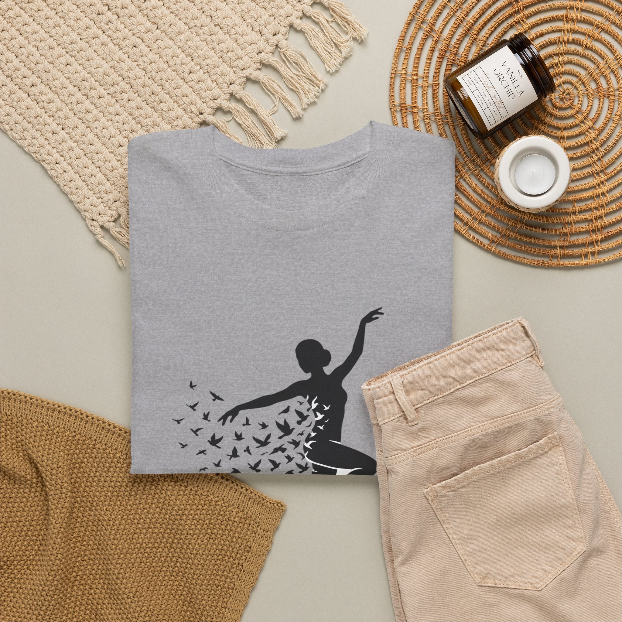 Ballerina Silhouette Tee — Dancer with Butterfly Motif