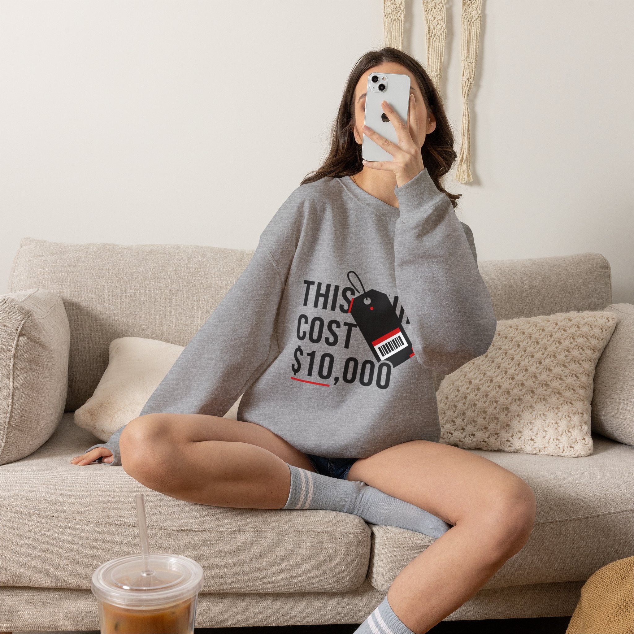 This Shirt Cost 10,000 Sweatshirt | ironic meme flex, streetwear satire