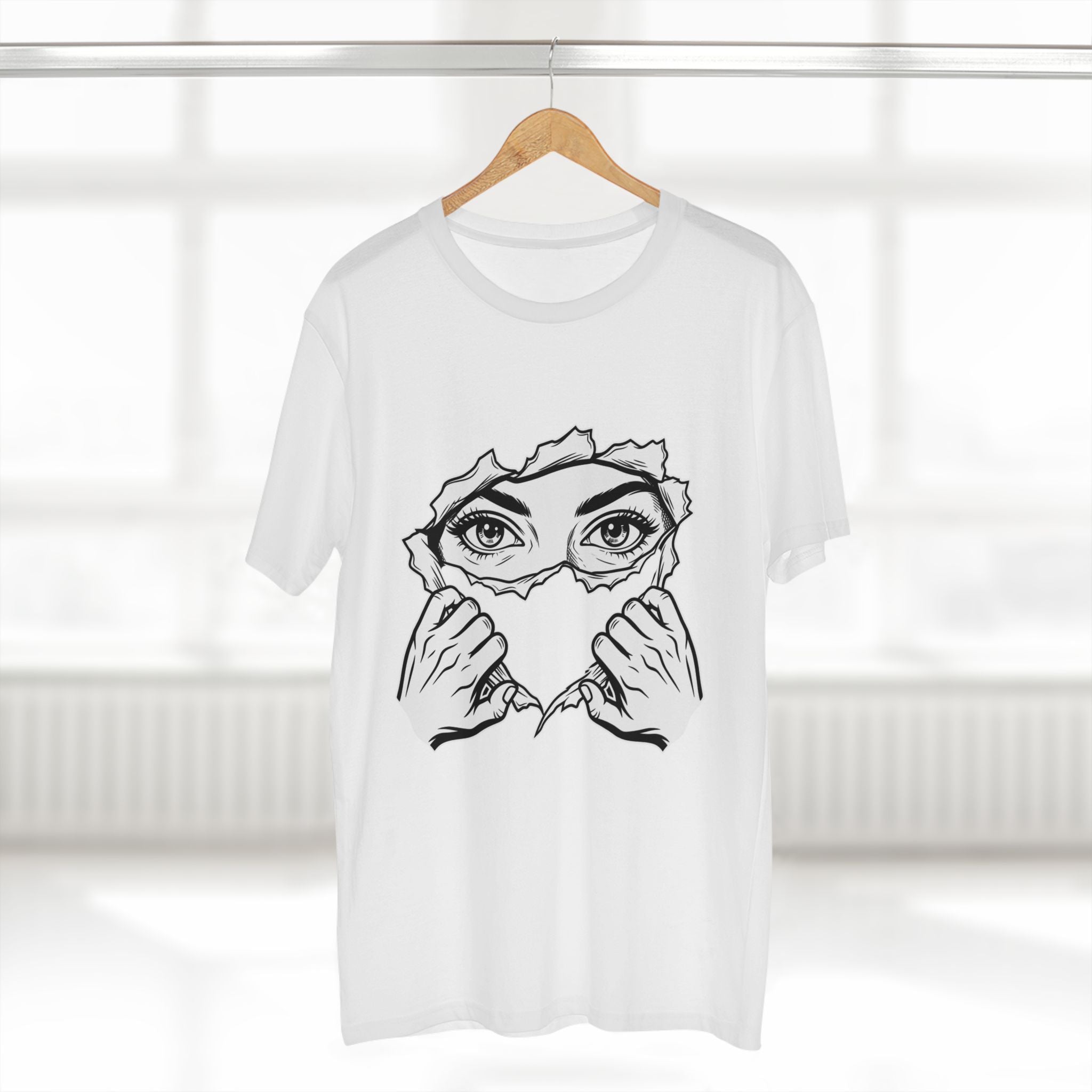 Tee — Peeking Eyes Ripped Paper Graphic Tee