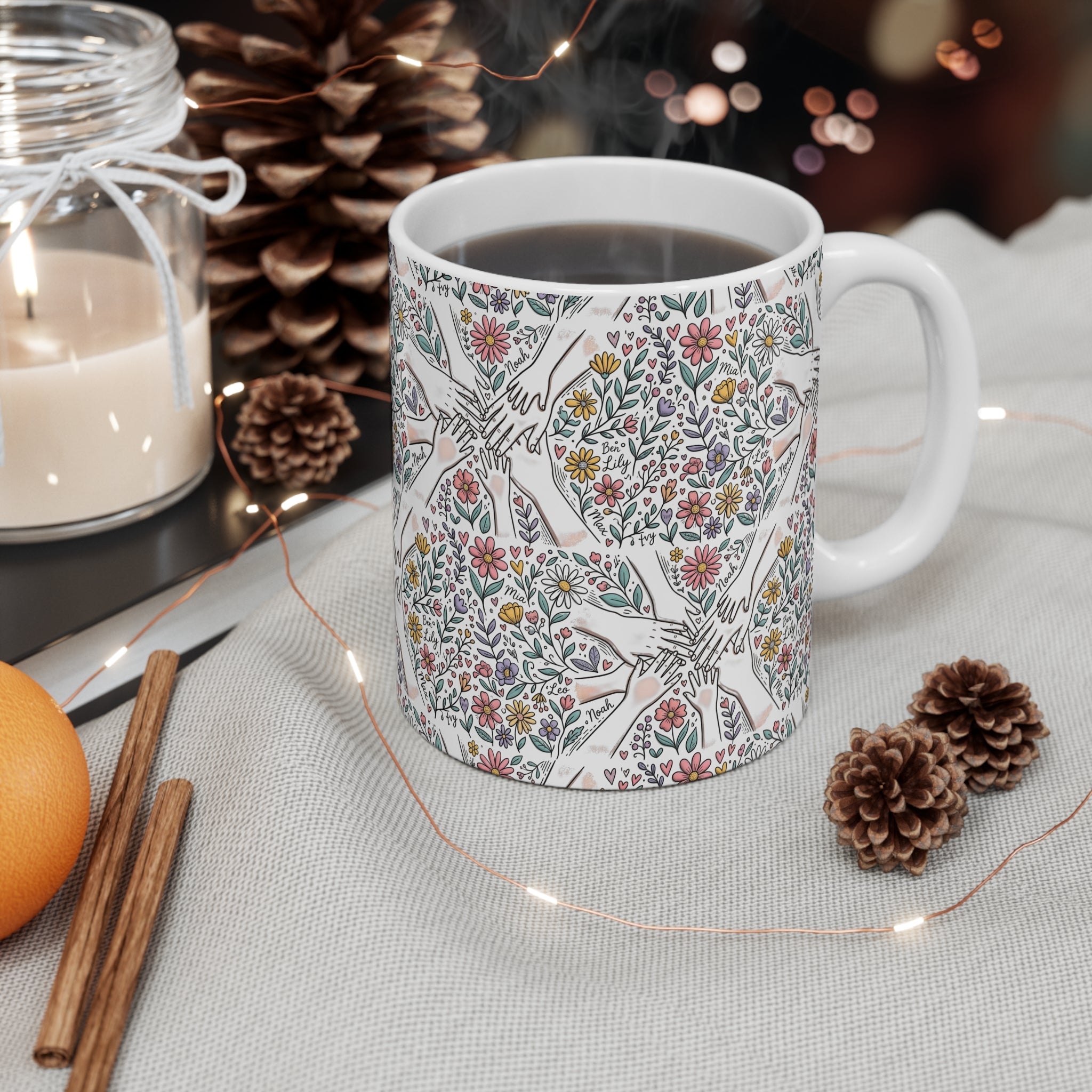 Floral Heart Hands Mug