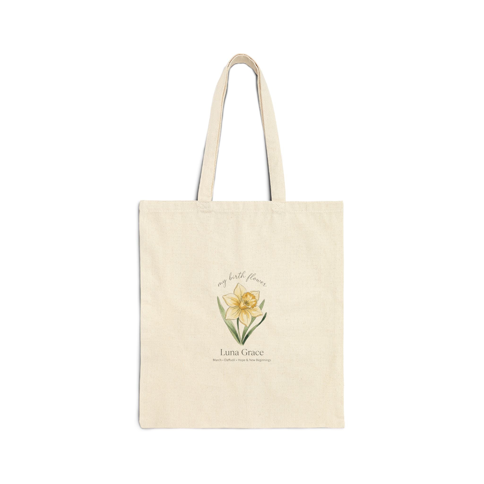 Daffodil Birth Month Flower Tote  Personalized Name