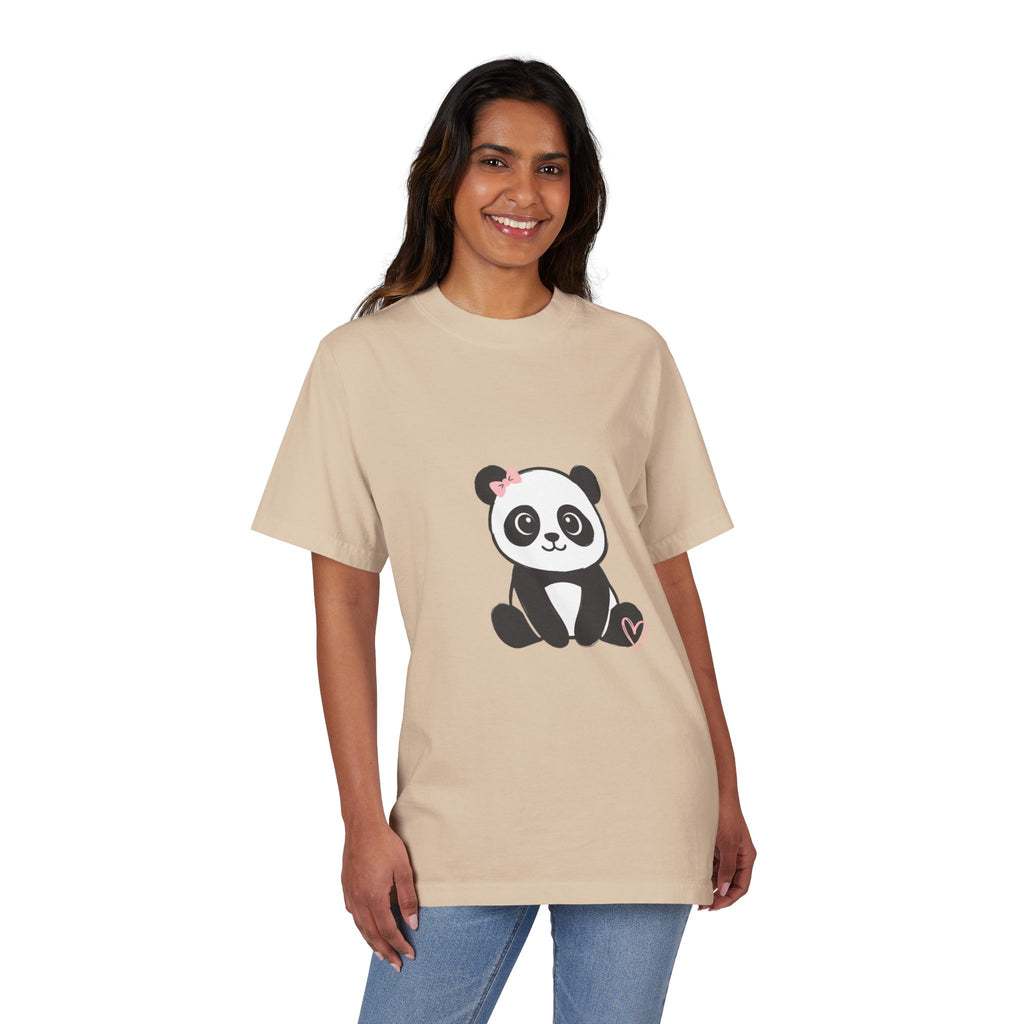 Cute Panda Heart T-Shirt — Adorable Floral Bow Panda Graphic Tee