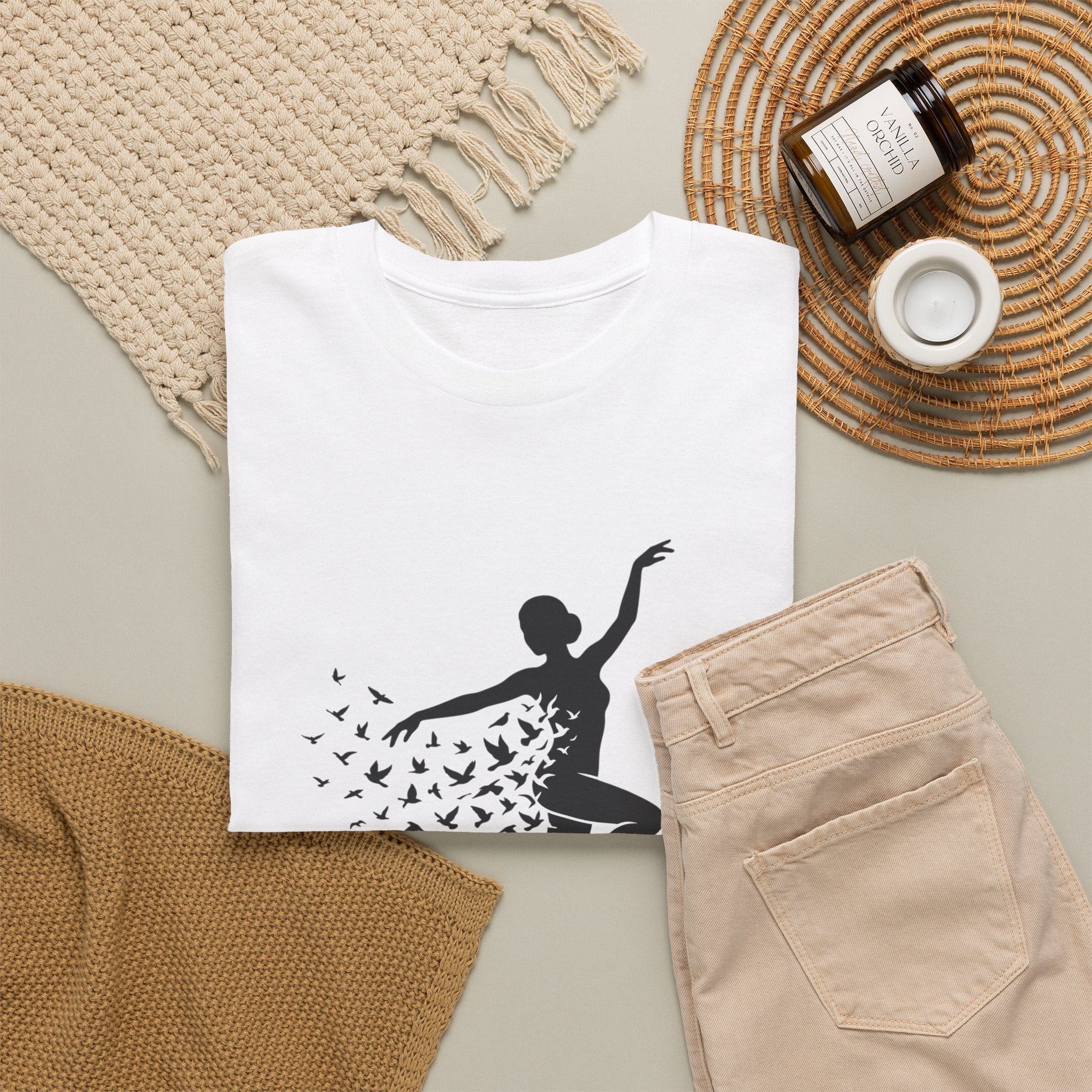 Ballerina Silhouette Tee — Dancer with Butterfly Motif