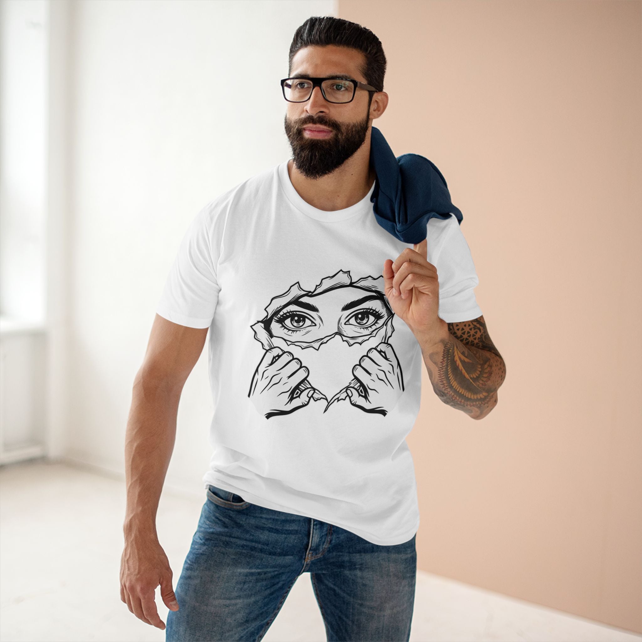 Tee — Peeking Eyes Ripped Paper Graphic Tee