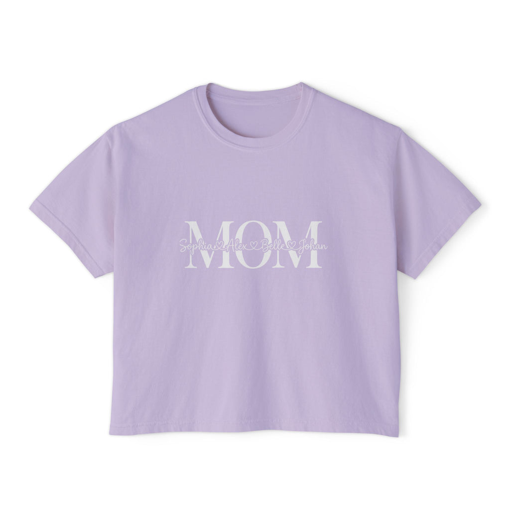 Minimal Pastel 'MOM' Cropped Women's T-Shirt