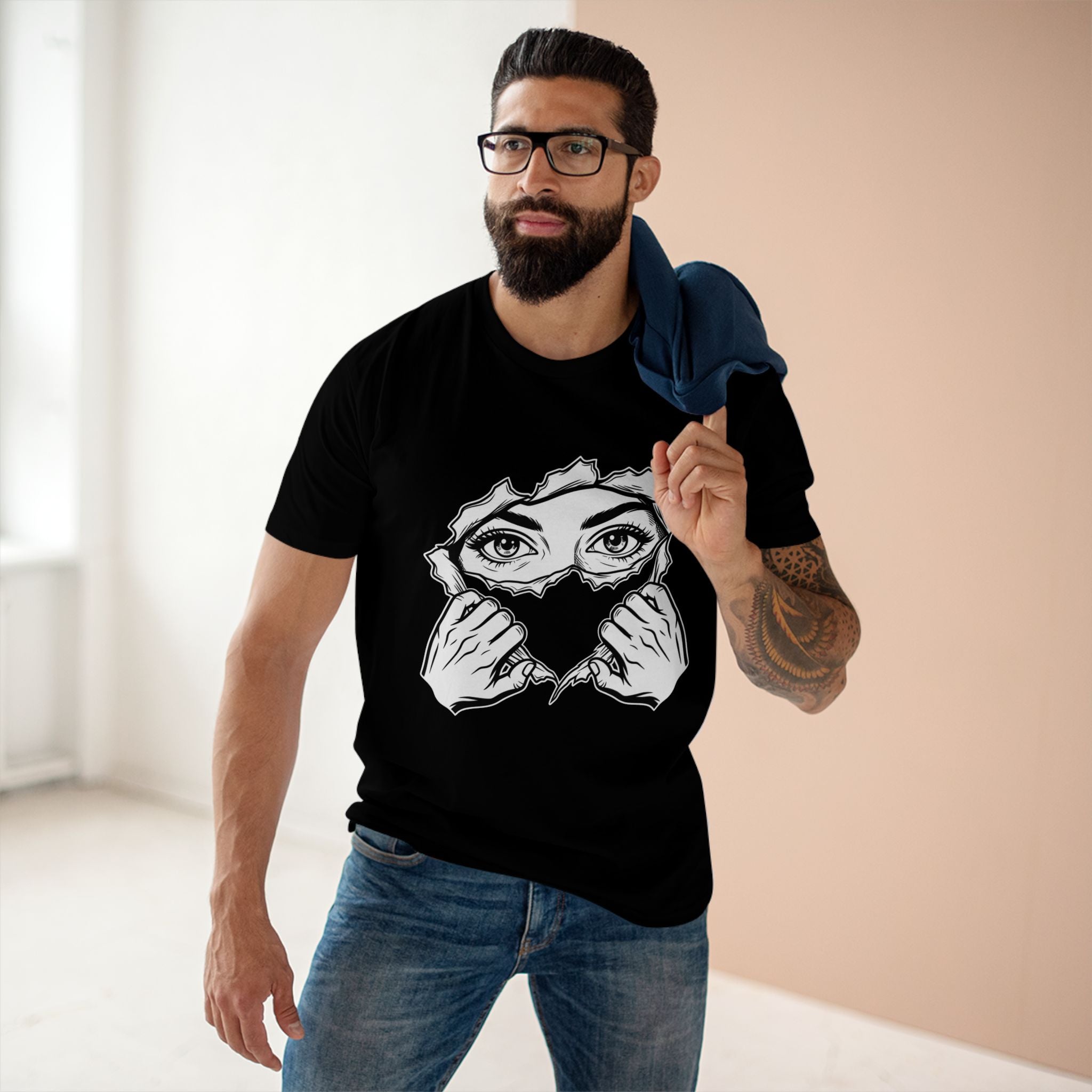 Tee — Peeking Eyes Ripped Paper Graphic Tee