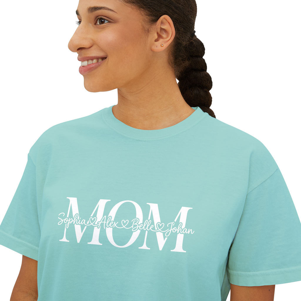 Minimal Pastel 'MOM' Cropped Women's T-Shirt