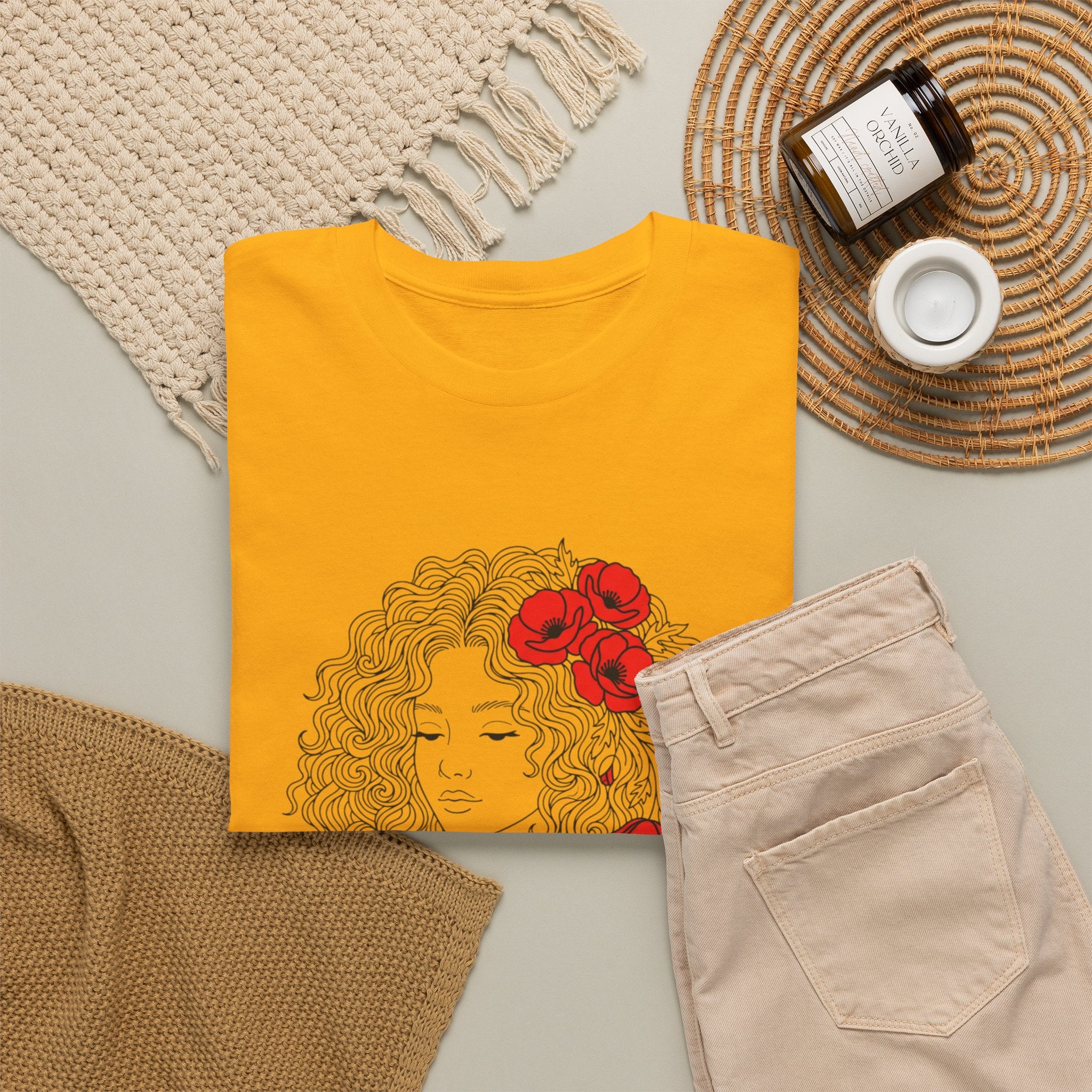 Floral Hair Portrait Tee — Poppy Girl Graphic T-Shirt