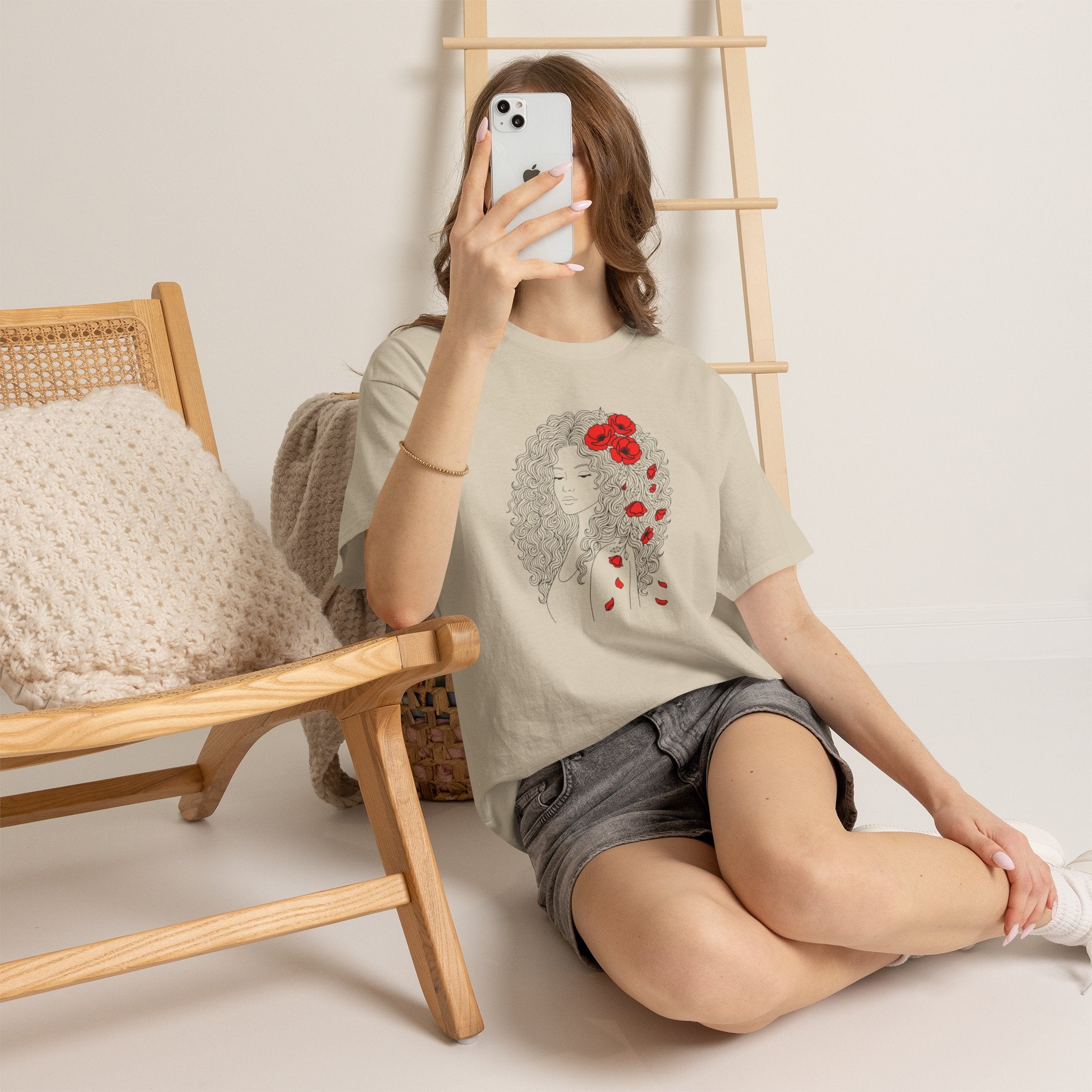 Floral Hair Portrait Tee — Poppy Girl Graphic T-Shirt