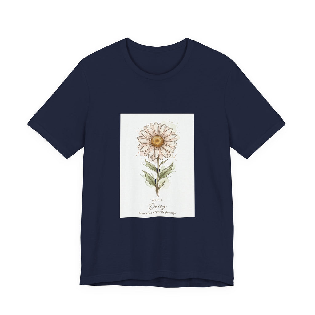 Daisy Birth Flower Tee | Personalized Botanical, Watercolor Line Art