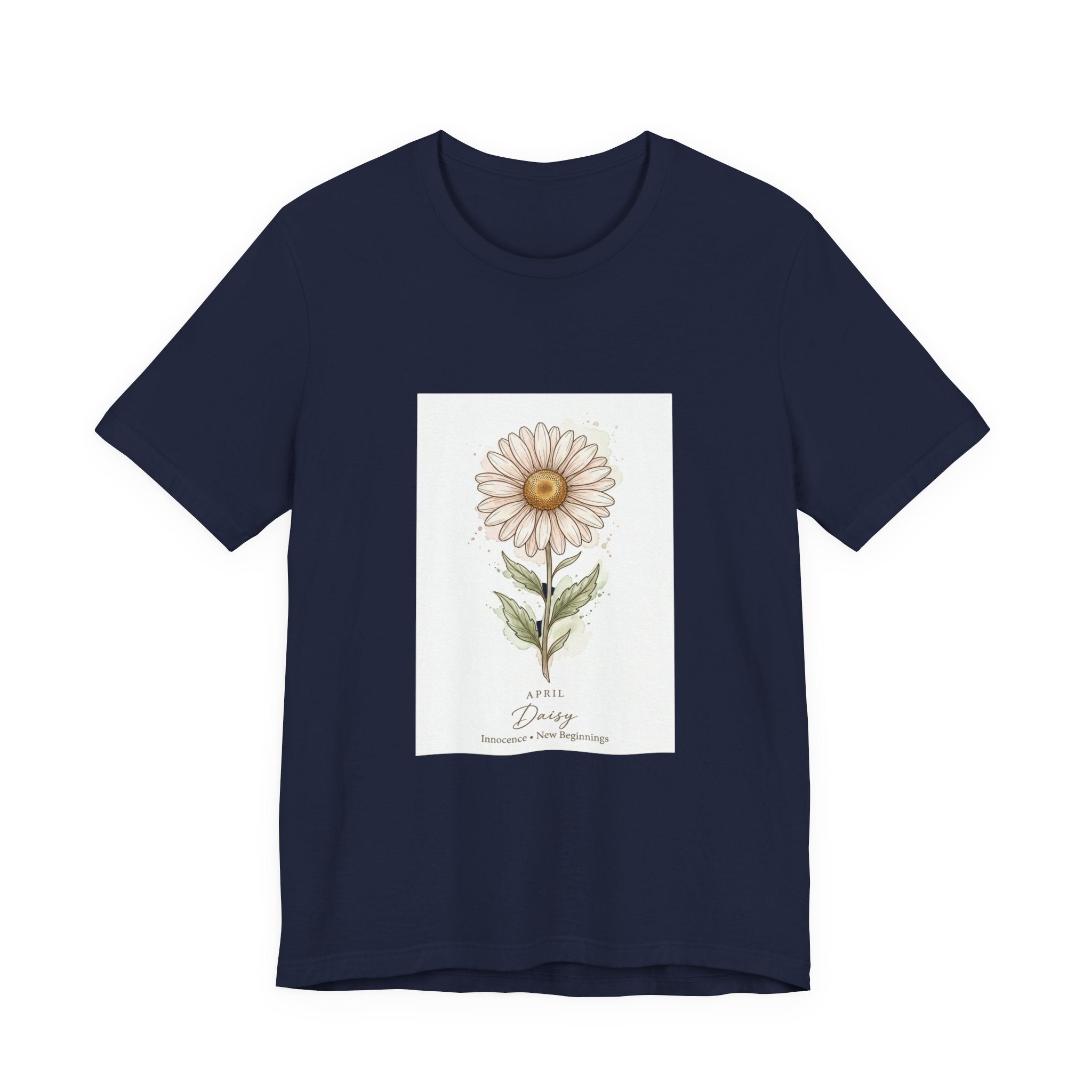 Daisy Birth Flower Tee | Personalized Botanical, Watercolor Line Art