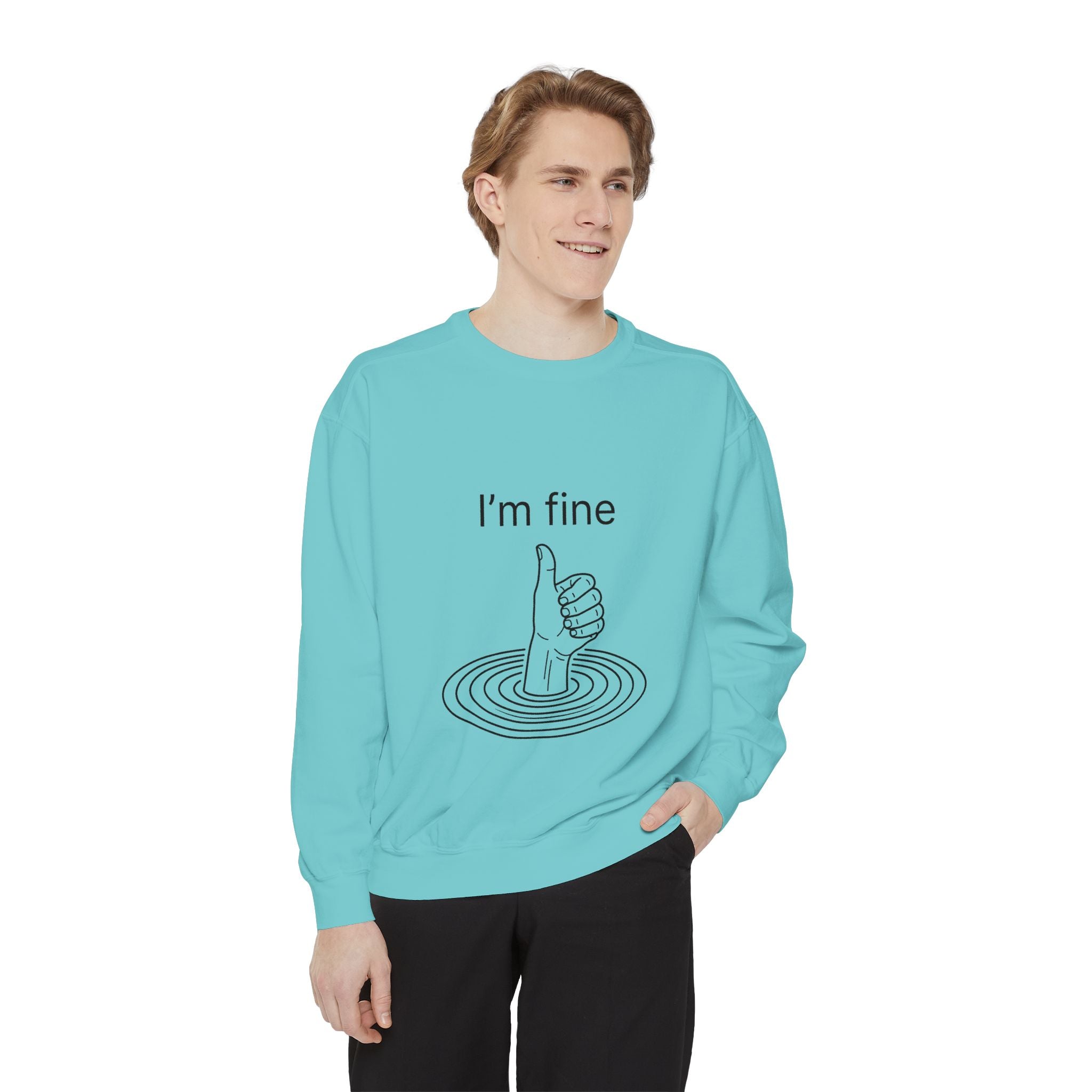 "I'm Fine" Thumbs-Up Sweatshirt — Funny Sarcastic Graphic Crewneck