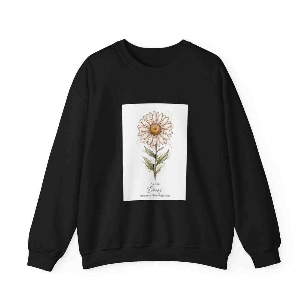 Daisy Birth Month Flower Sweatshirt | Botanical Watercolor, Personalized Name