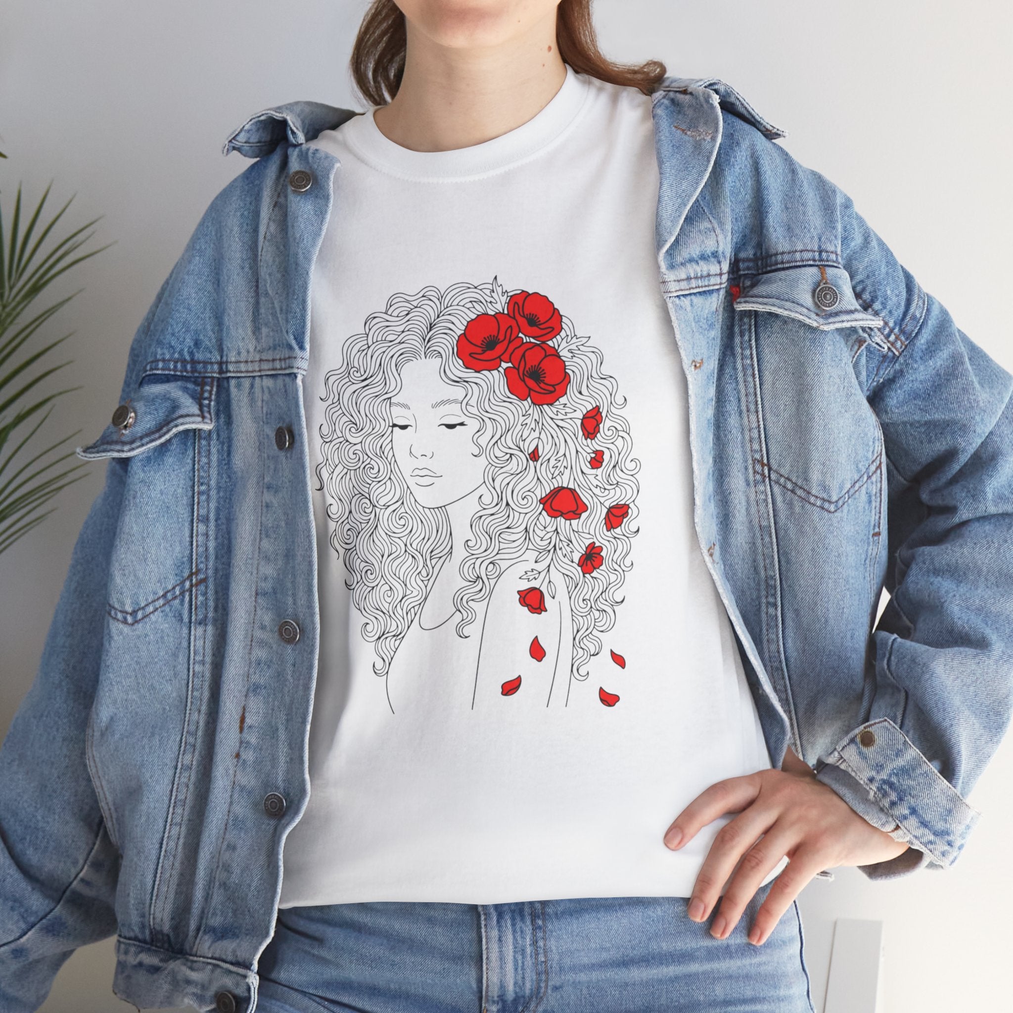 Floral Hair Portrait Tee — Poppy Girl Graphic T-Shirt
