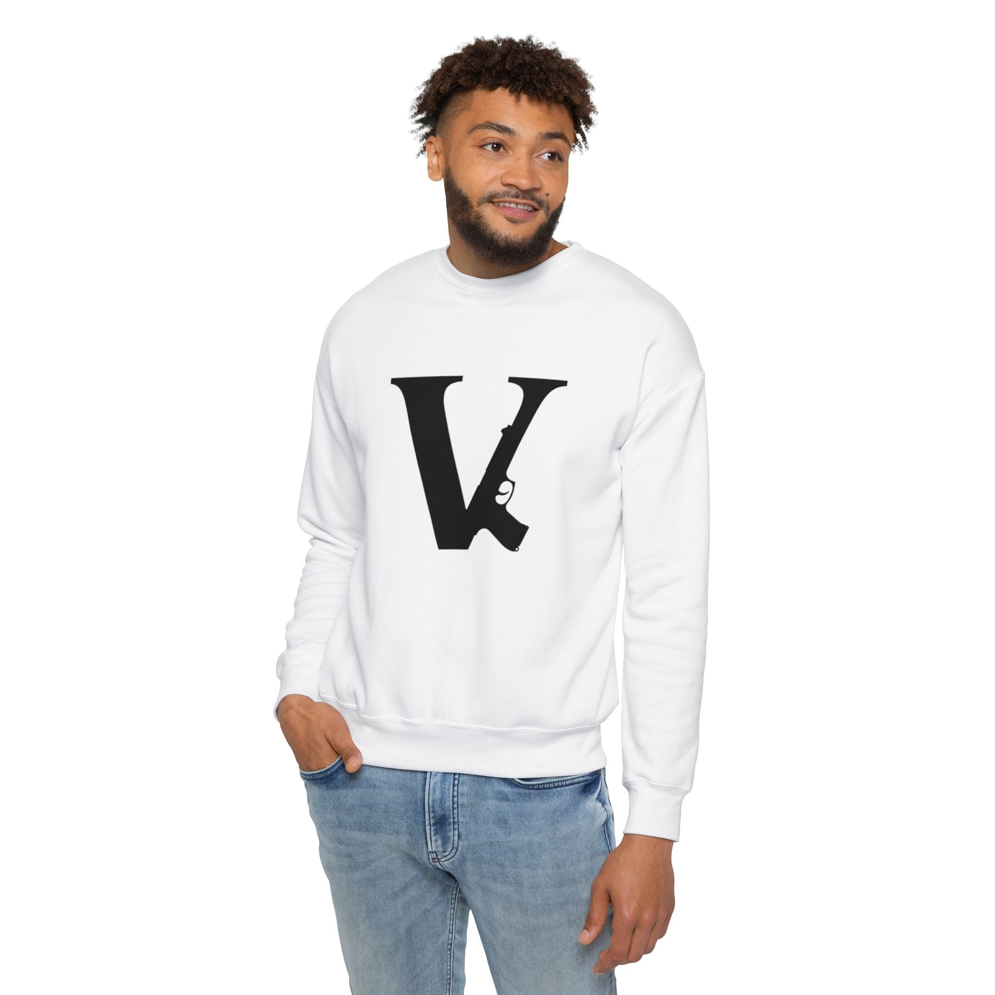 Monogramm-Sweatshirt mit Rundhalsausschnitt und „V“-Print