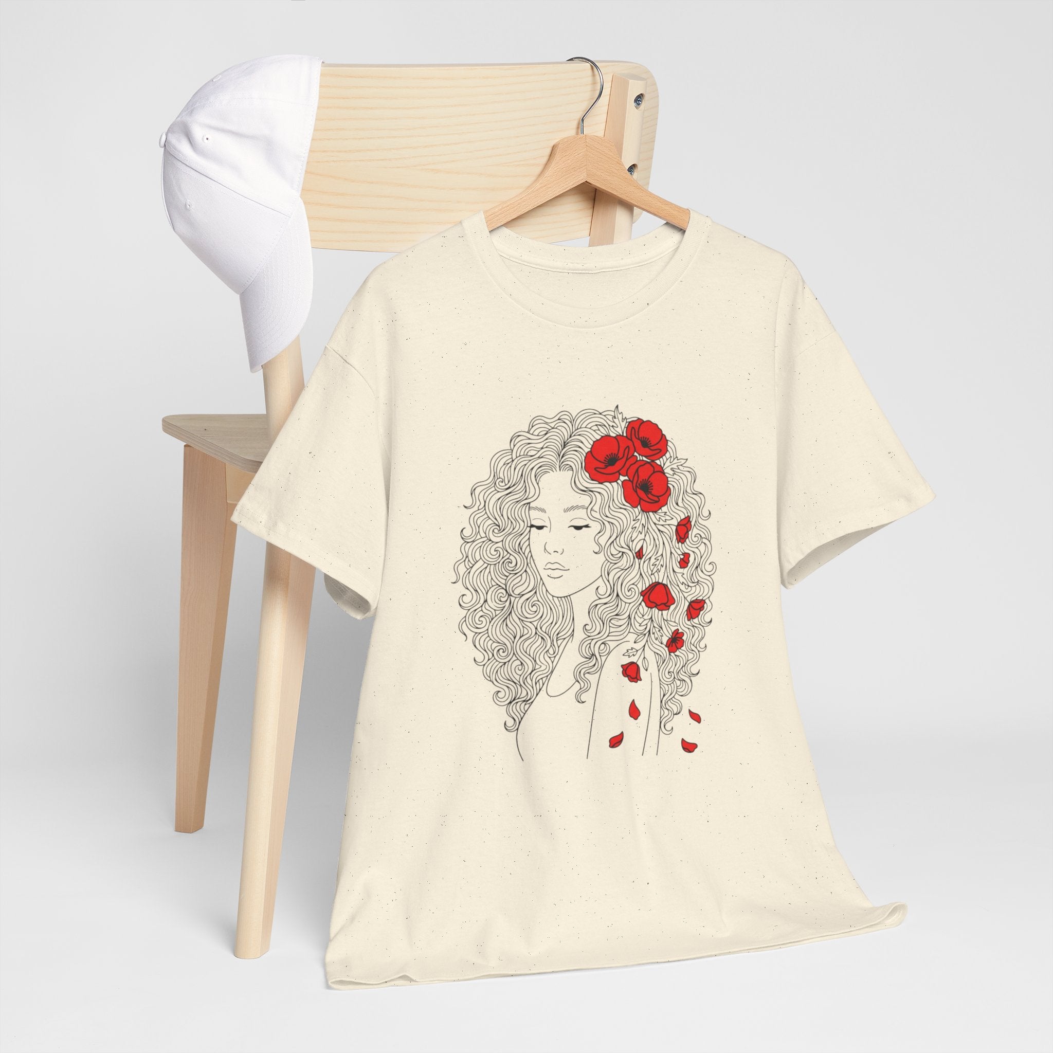 Floral Hair Portrait Tee — Poppy Girl Graphic T-Shirt