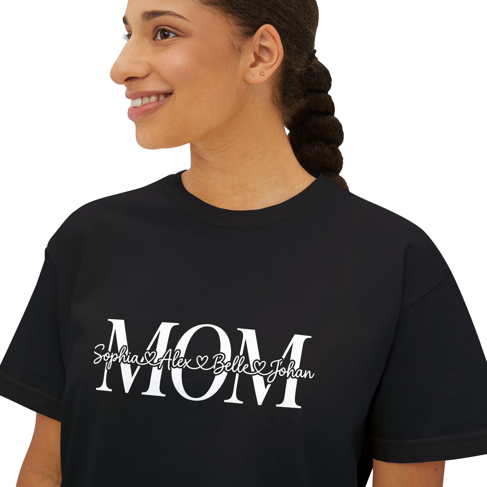 Minimal Pastel 'MOM' Cropped Women's T-Shirt