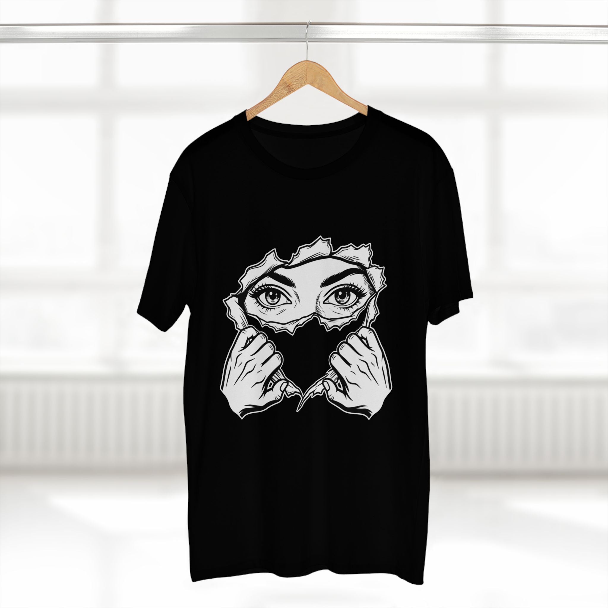 Tee — Peeking Eyes Ripped Paper Graphic Tee