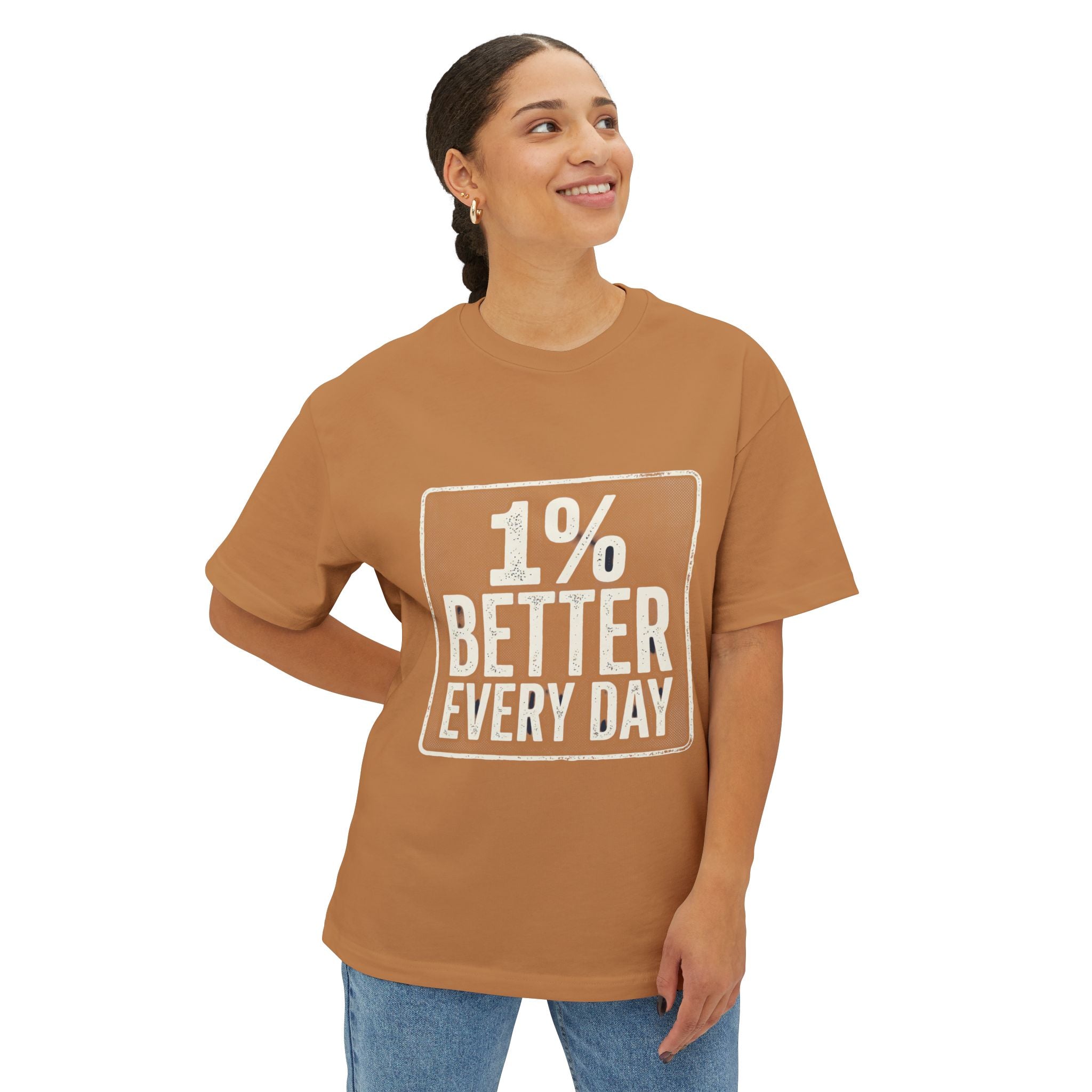 Unisex Boxy T-Shirt – "1% Better Every Day" Cotton Tee