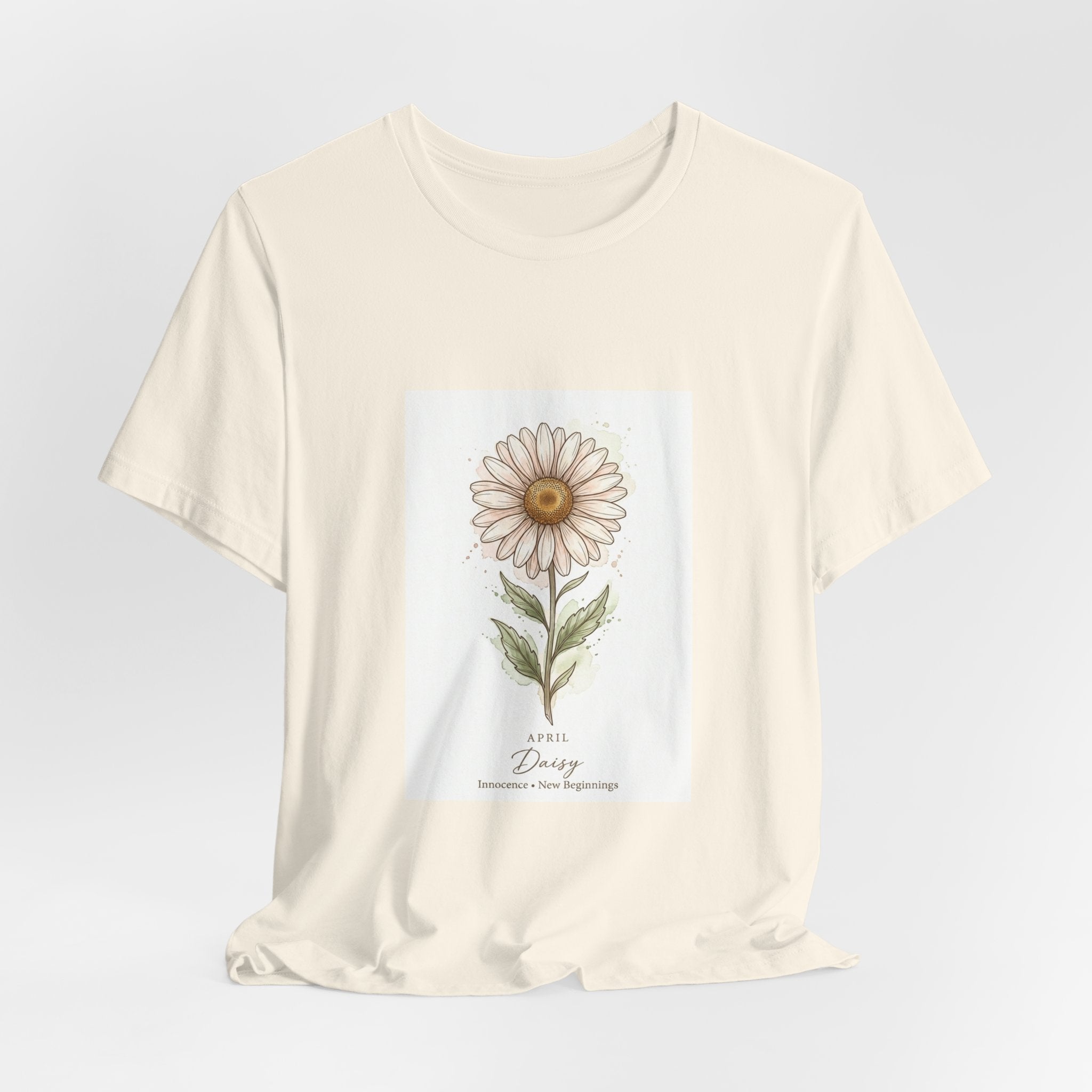Daisy Birth Flower Tee | Personalized Botanical, Watercolor Line Art