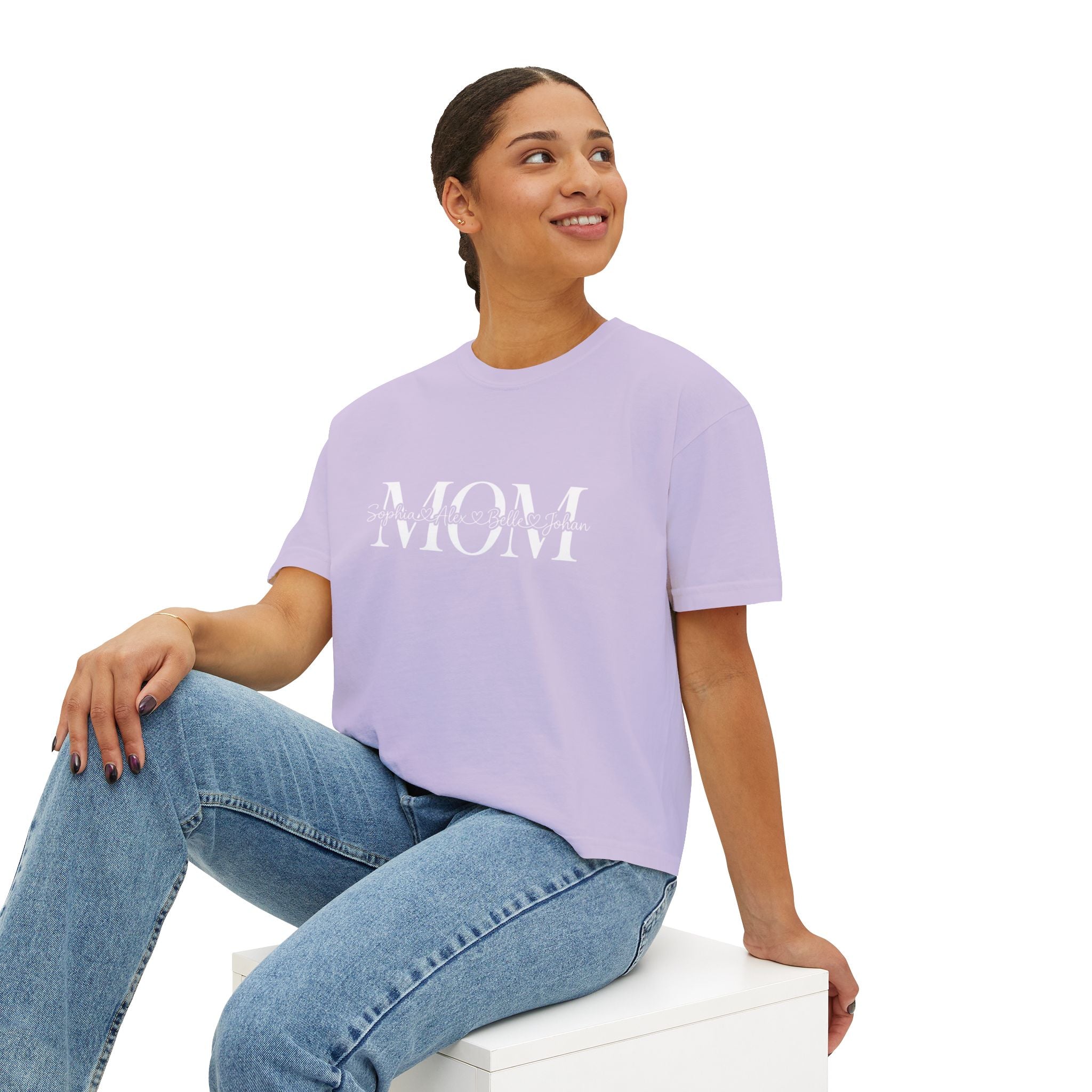 Minimal Pastel 'MOM' Cropped Women's T-Shirt