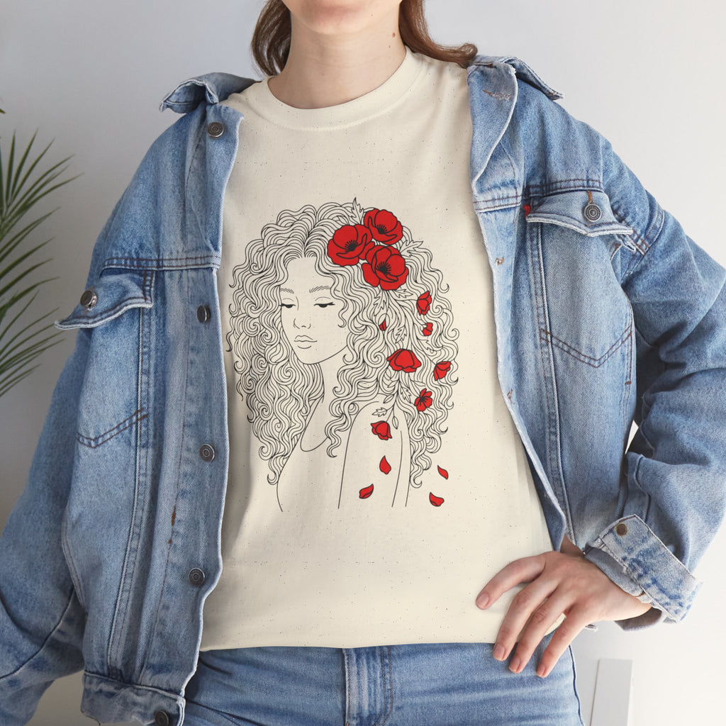 Floral Hair Portrait Tee — Poppy Girl Graphic T-Shirt