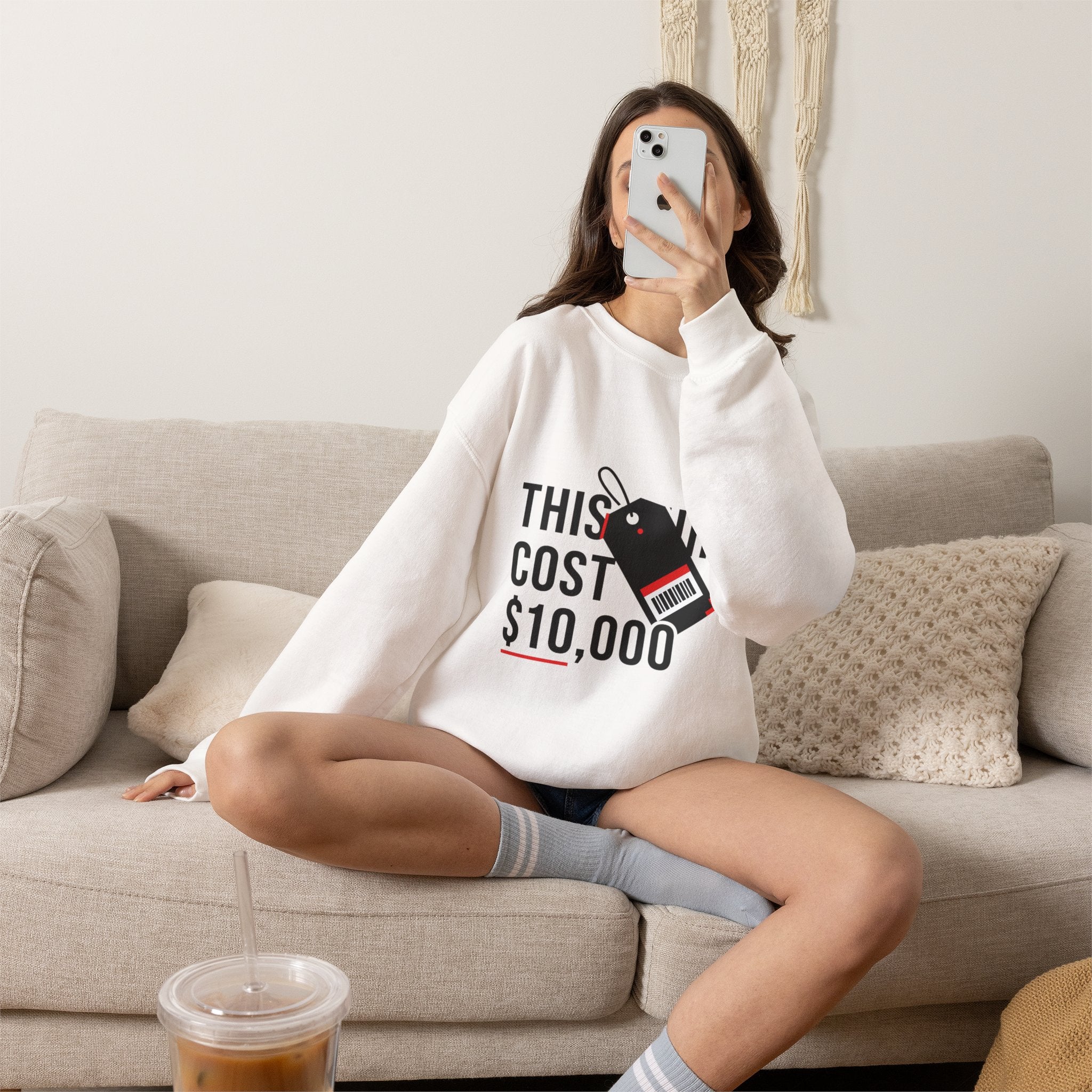 This Shirt Cost 10,000 Sweatshirt | ironic meme flex, streetwear satire