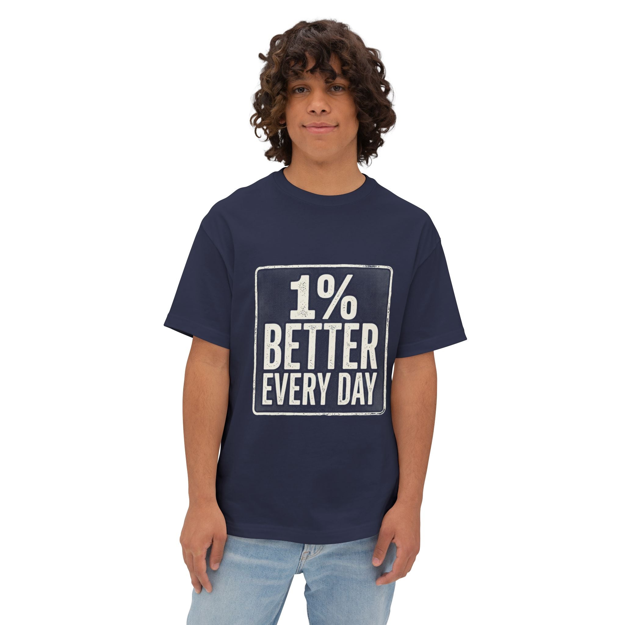 Unisex Boxy T-Shirt – "1% Better Every Day" Cotton Tee