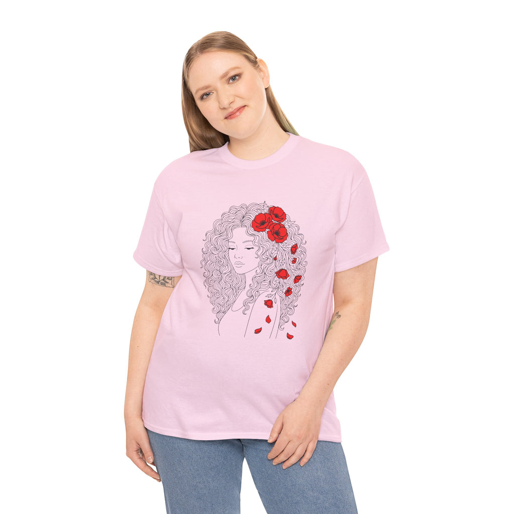 Floral Hair Portrait Tee — Poppy Girl Graphic T-Shirt