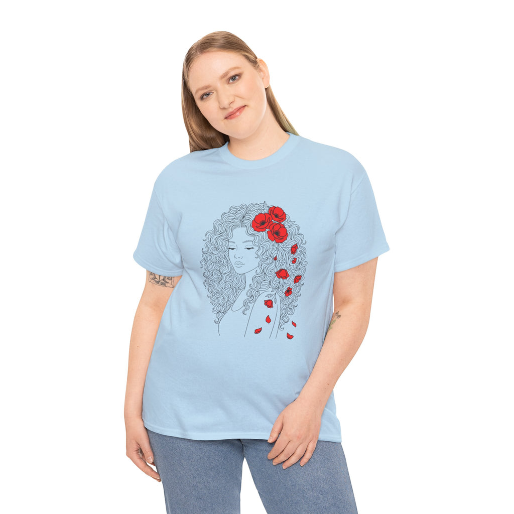 Floral Hair Portrait Tee — Poppy Girl Graphic T-Shirt