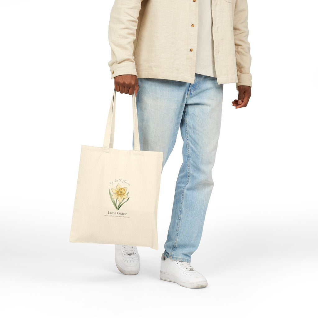 Daffodil Birth Month Flower Tote  Personalized Name