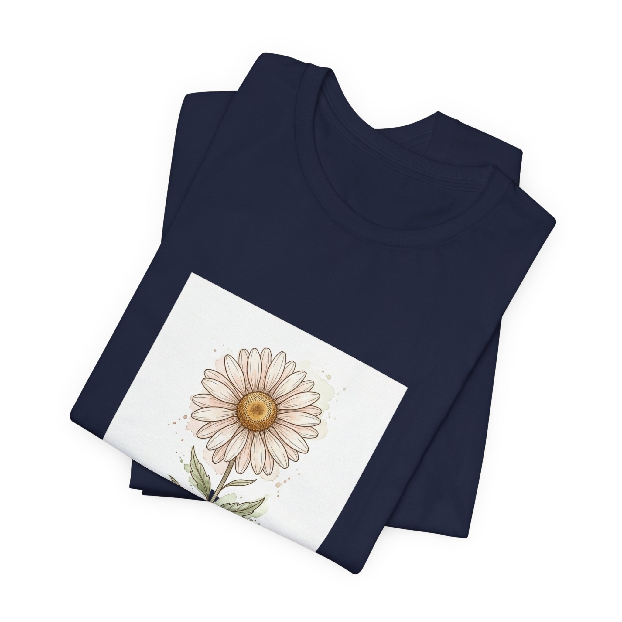 Daisy Birth Flower Tee | Personalized Botanical, Watercolor Line Art