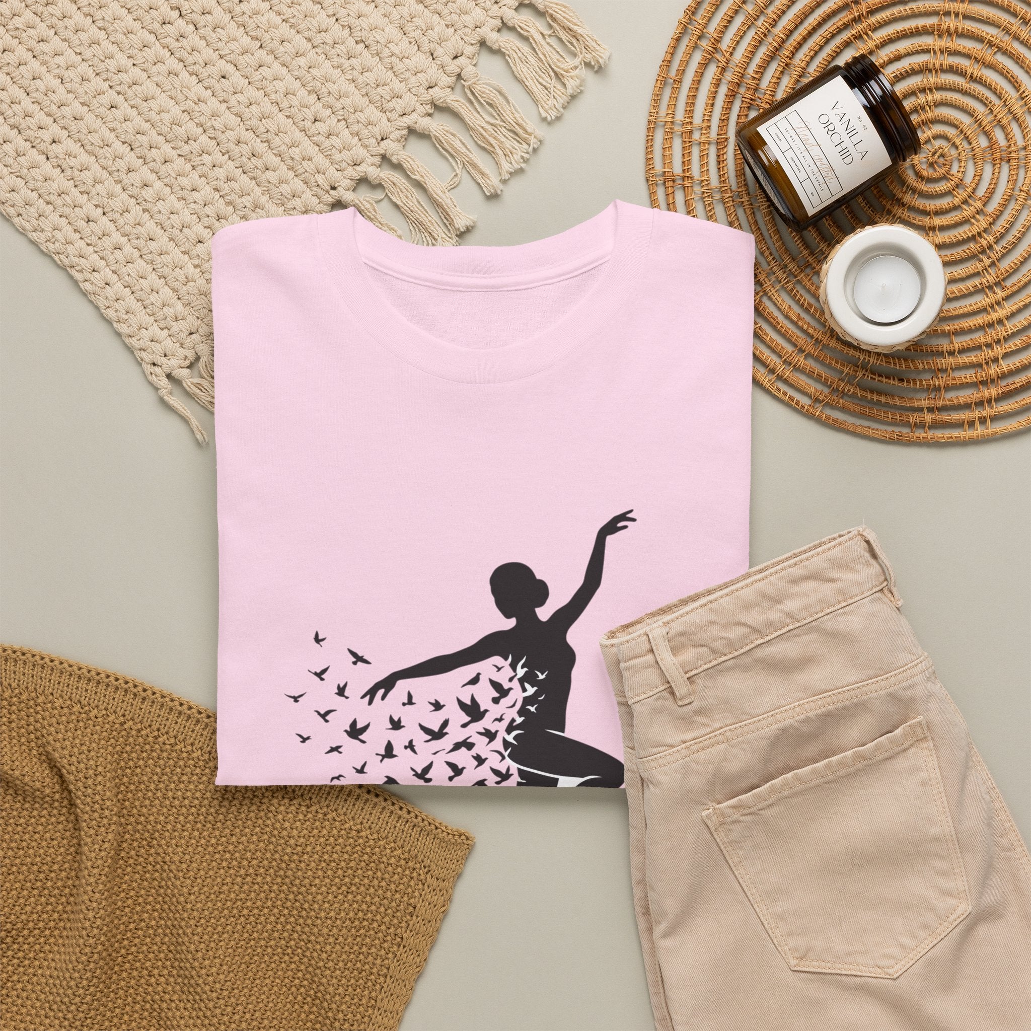 Ballerina Silhouette Tee — Dancer with Butterfly Motif