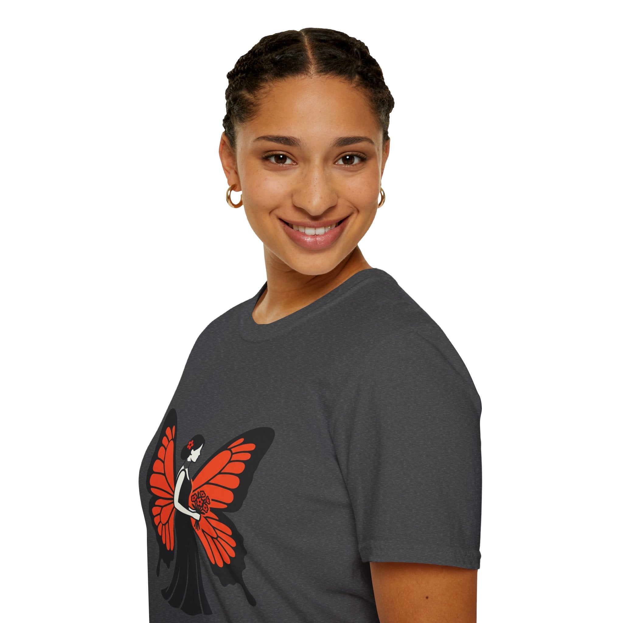 Butterfly Bride T-Shirt — Floral Butterfly Woman Graphic Tee