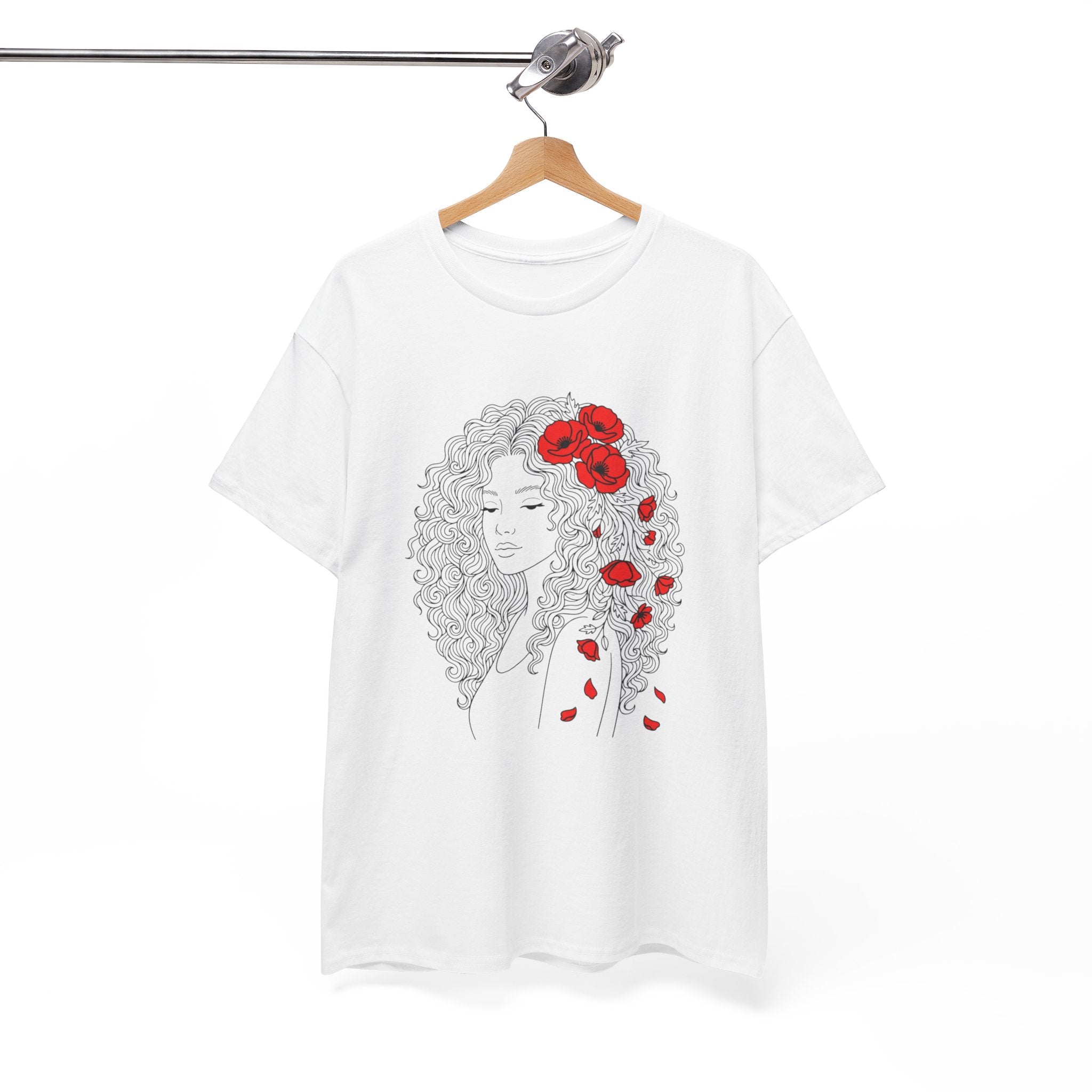 Floral Hair Portrait Tee — Poppy Girl Graphic T-Shirt