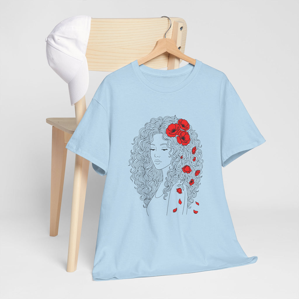 Floral Hair Portrait Tee — Poppy Girl Graphic T-Shirt