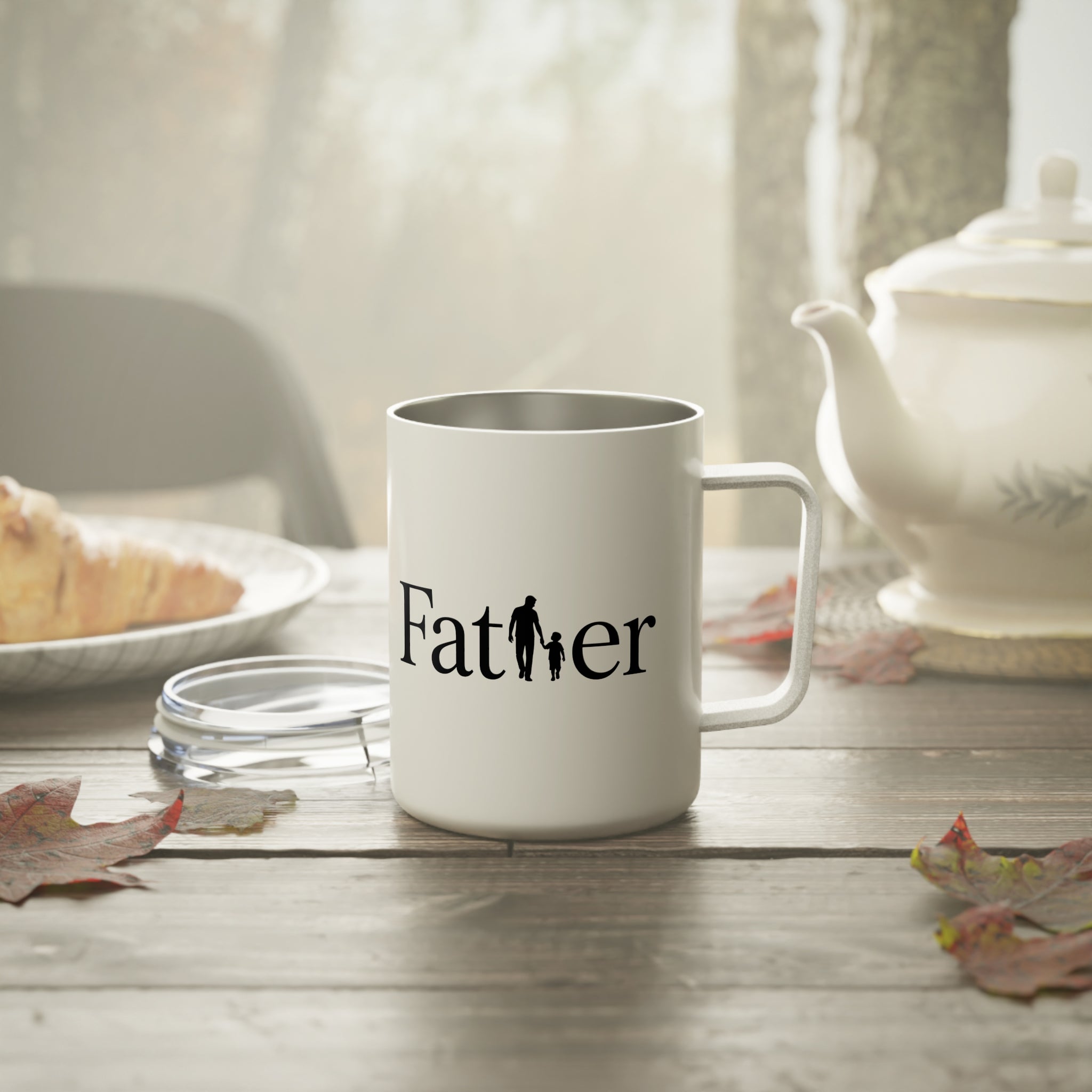 Father Insulated Coffee Mug 10oz — Classic Black Text Travel Tumbler