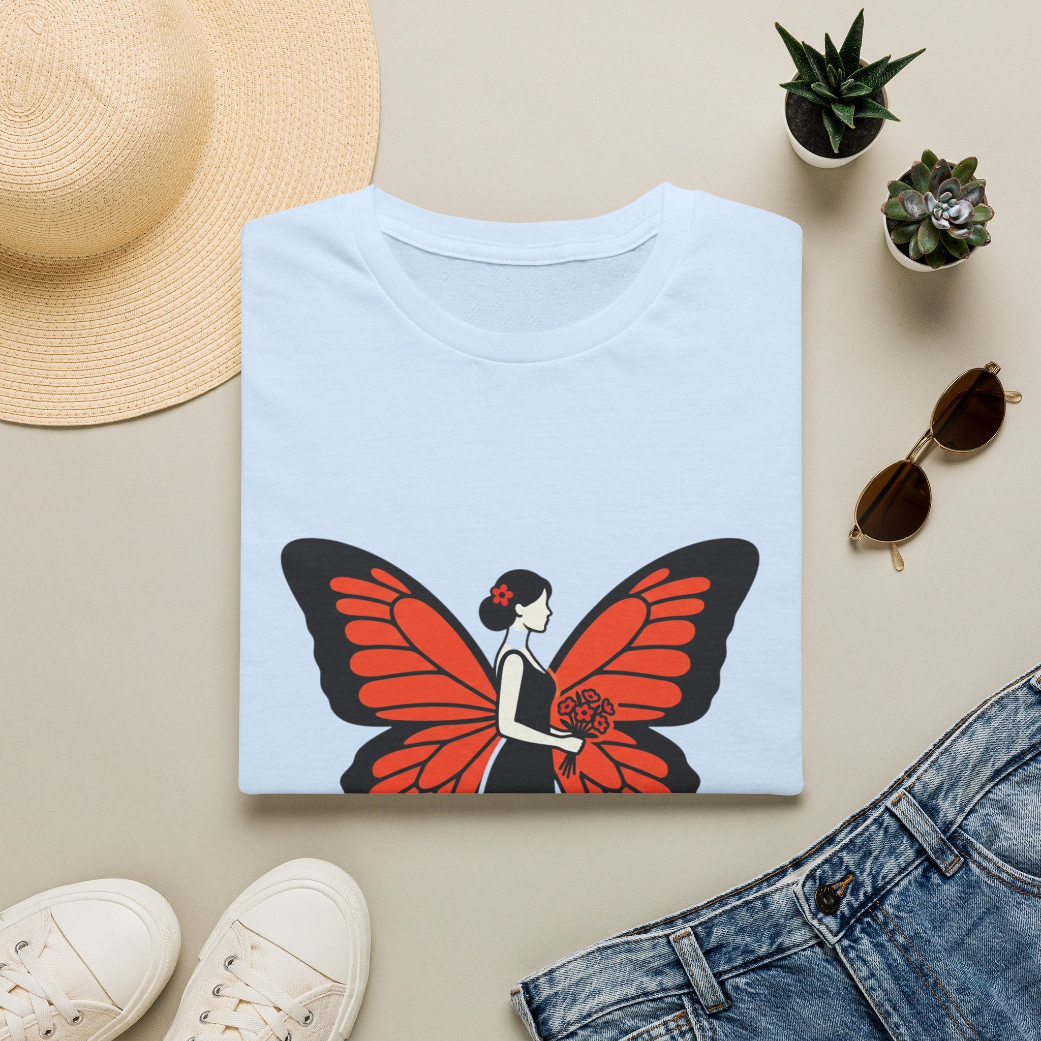 Butterfly Bride T-Shirt — Floral Butterfly Woman Graphic Tee