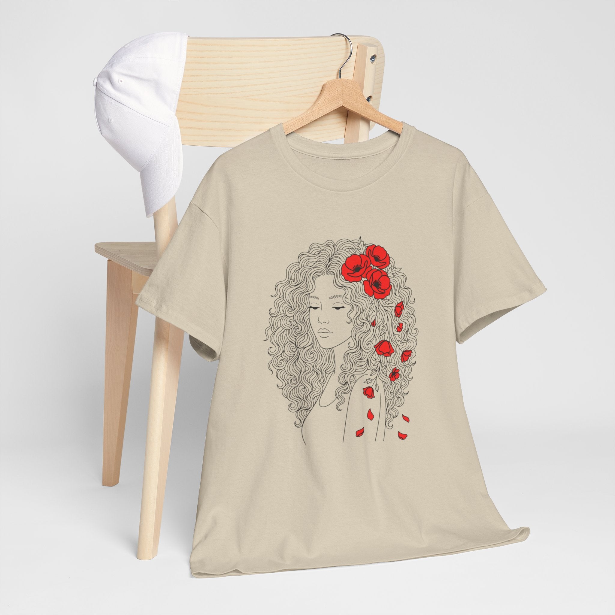 Floral Hair Portrait Tee — Poppy Girl Graphic T-Shirt
