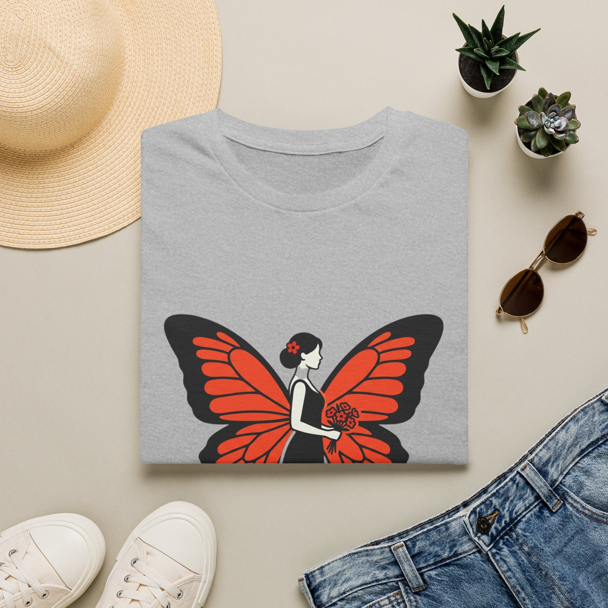 Butterfly Bride T-Shirt — Floral Butterfly Woman Graphic Tee