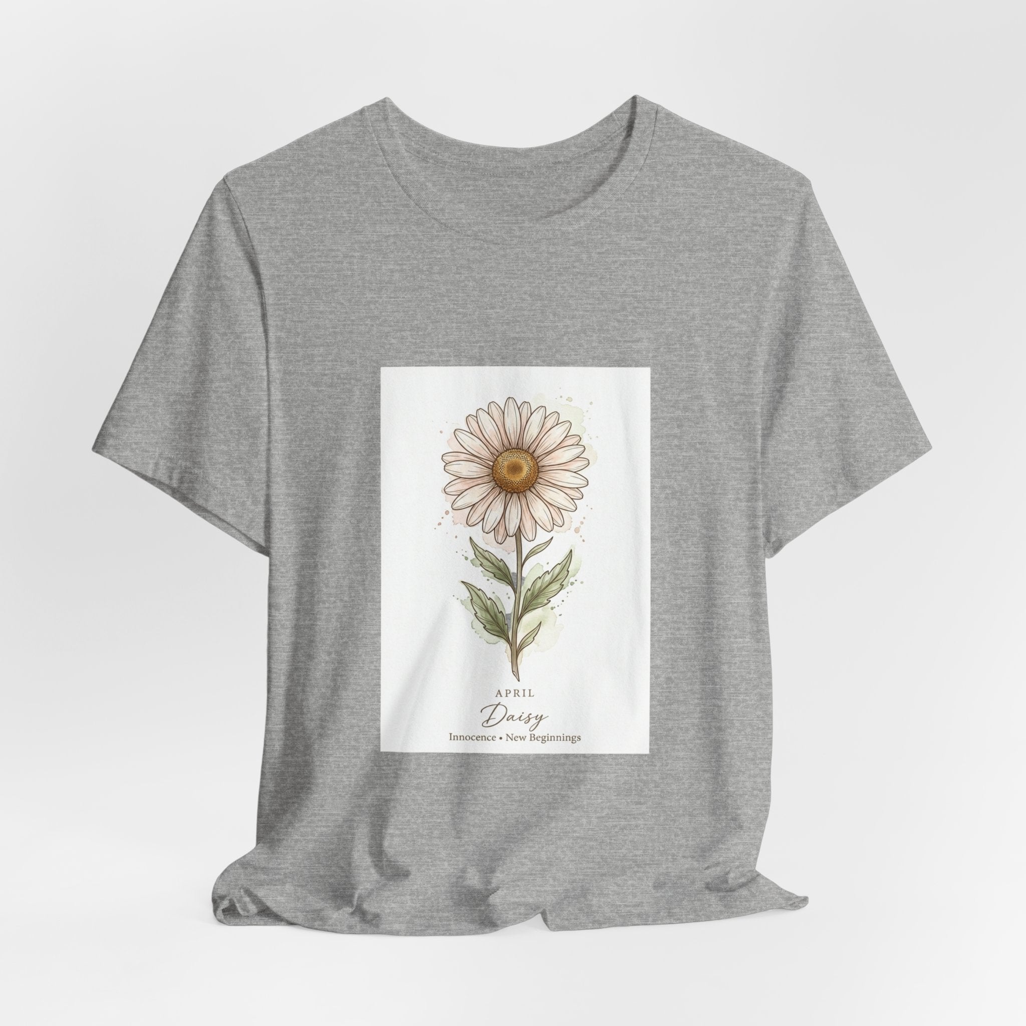Daisy Birth Flower Tee | Personalized Botanical, Watercolor Line Art