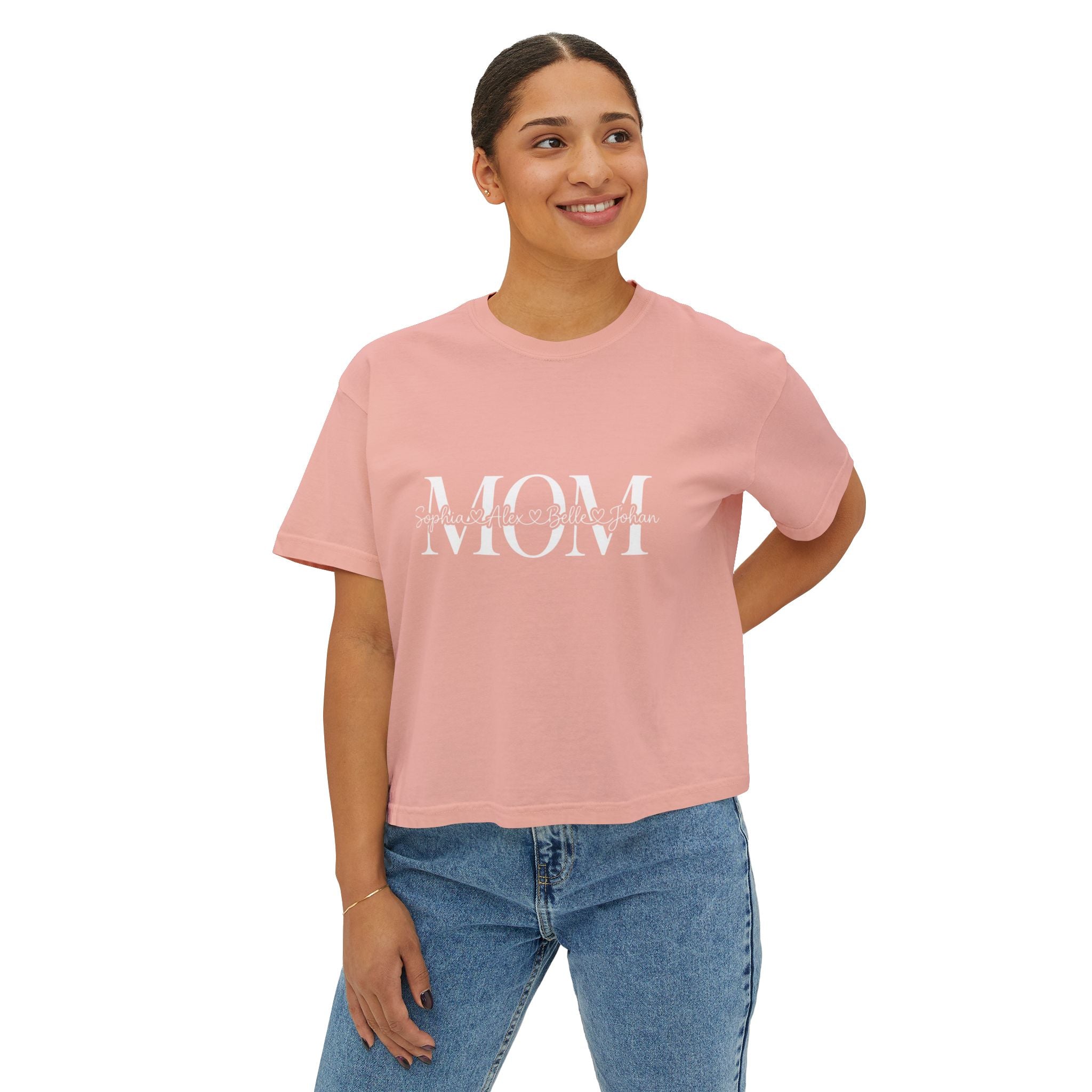 Minimal Pastel 'MOM' Cropped Women's T-Shirt