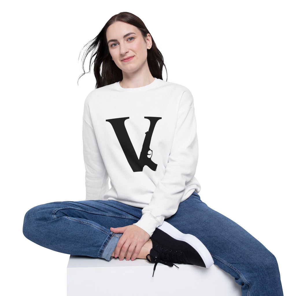 Monogramm-Sweatshirt mit Rundhalsausschnitt und „V“-Print