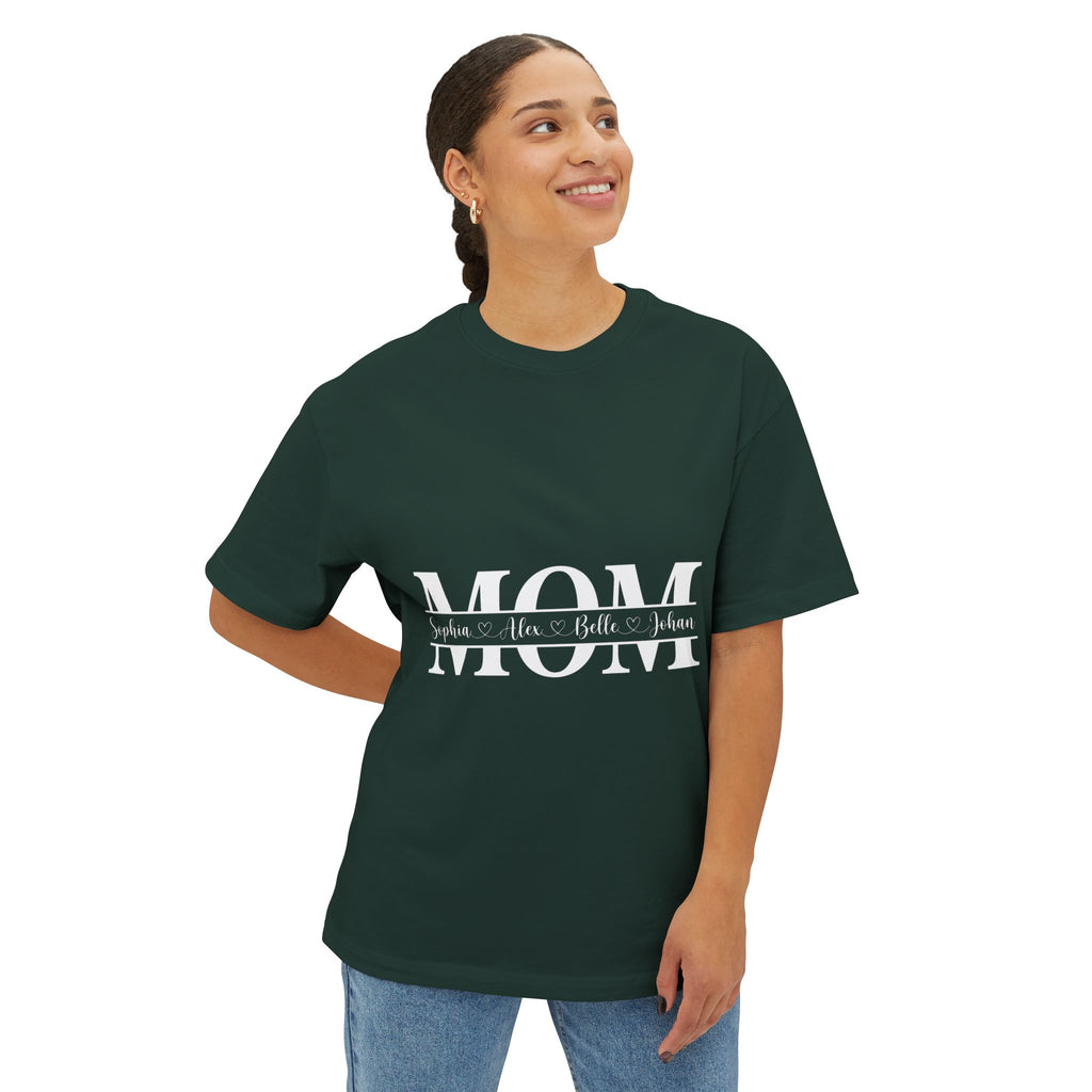 Mom Name Stripe Tee — Personalized Mother’s Day Oversized Shirt