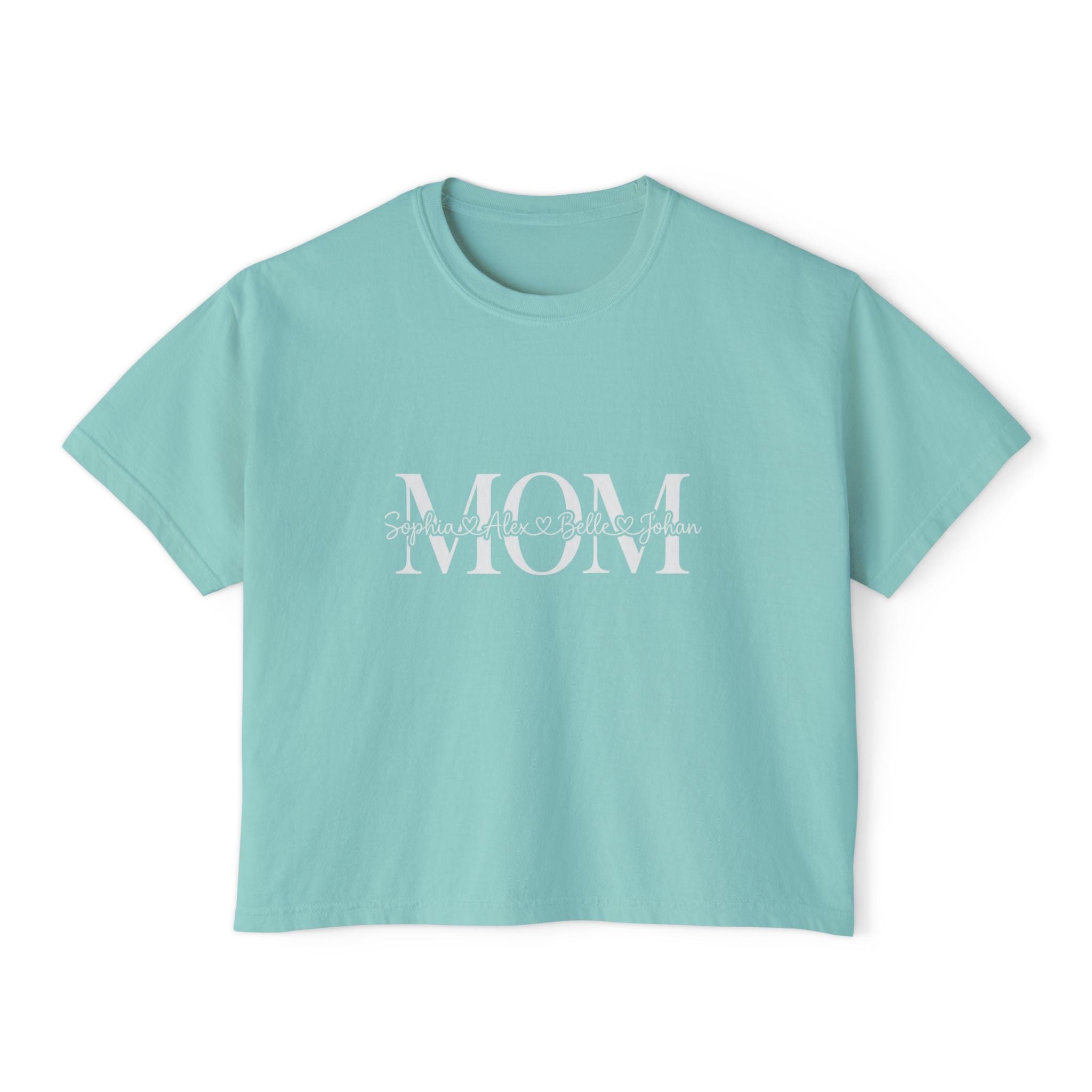 Minimal Pastel 'MOM' Cropped Women's T-Shirt