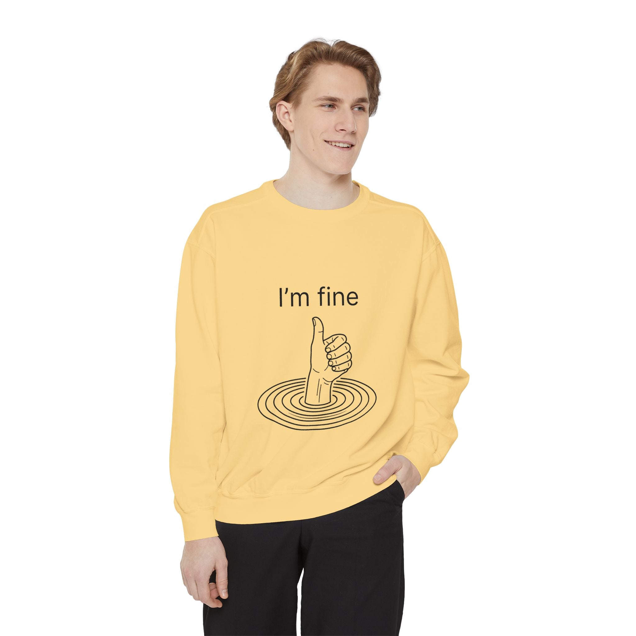 "I'm Fine" Thumbs-Up Sweatshirt — Funny Sarcastic Graphic Crewneck