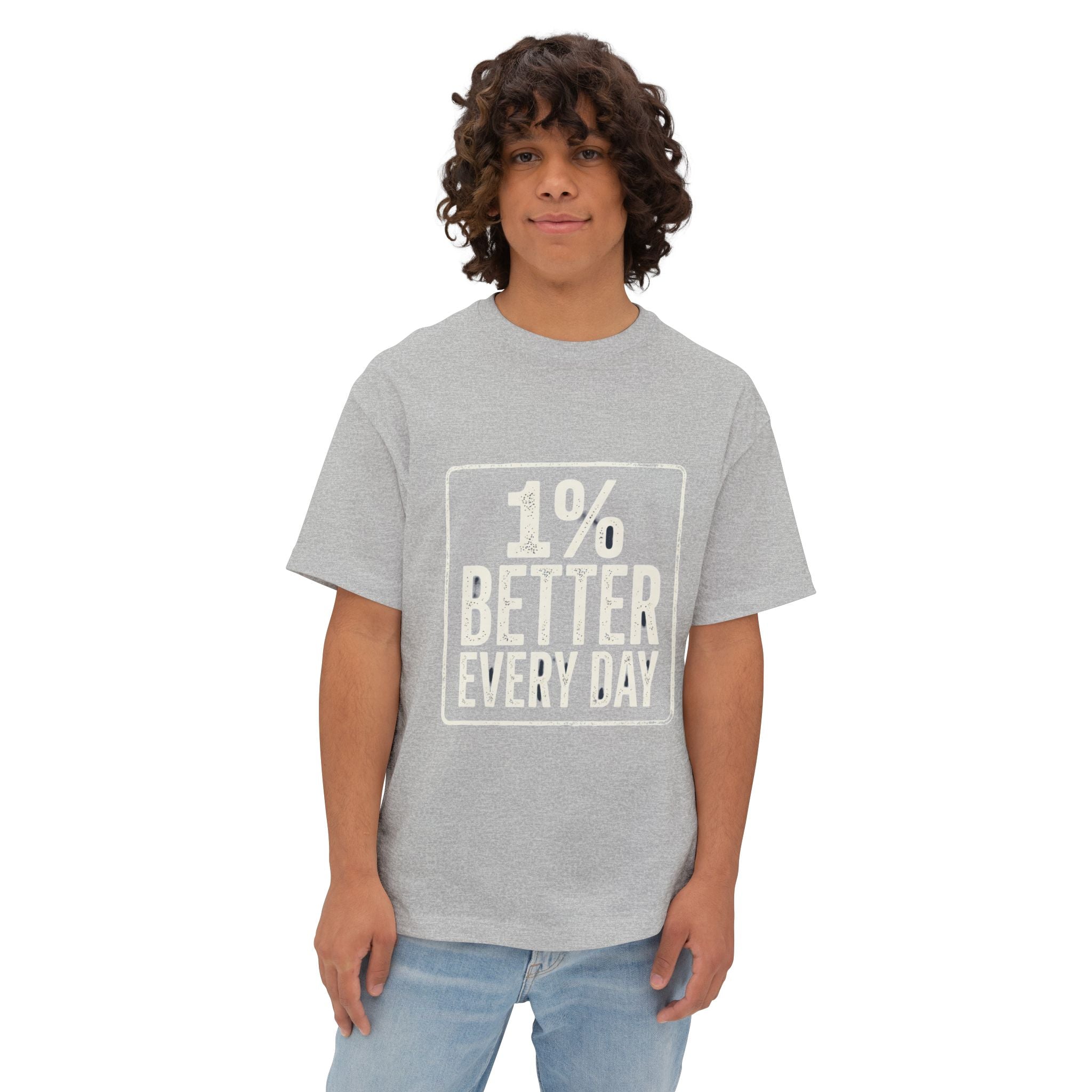 Unisex Boxy T-Shirt – "1% Better Every Day" Cotton Tee
